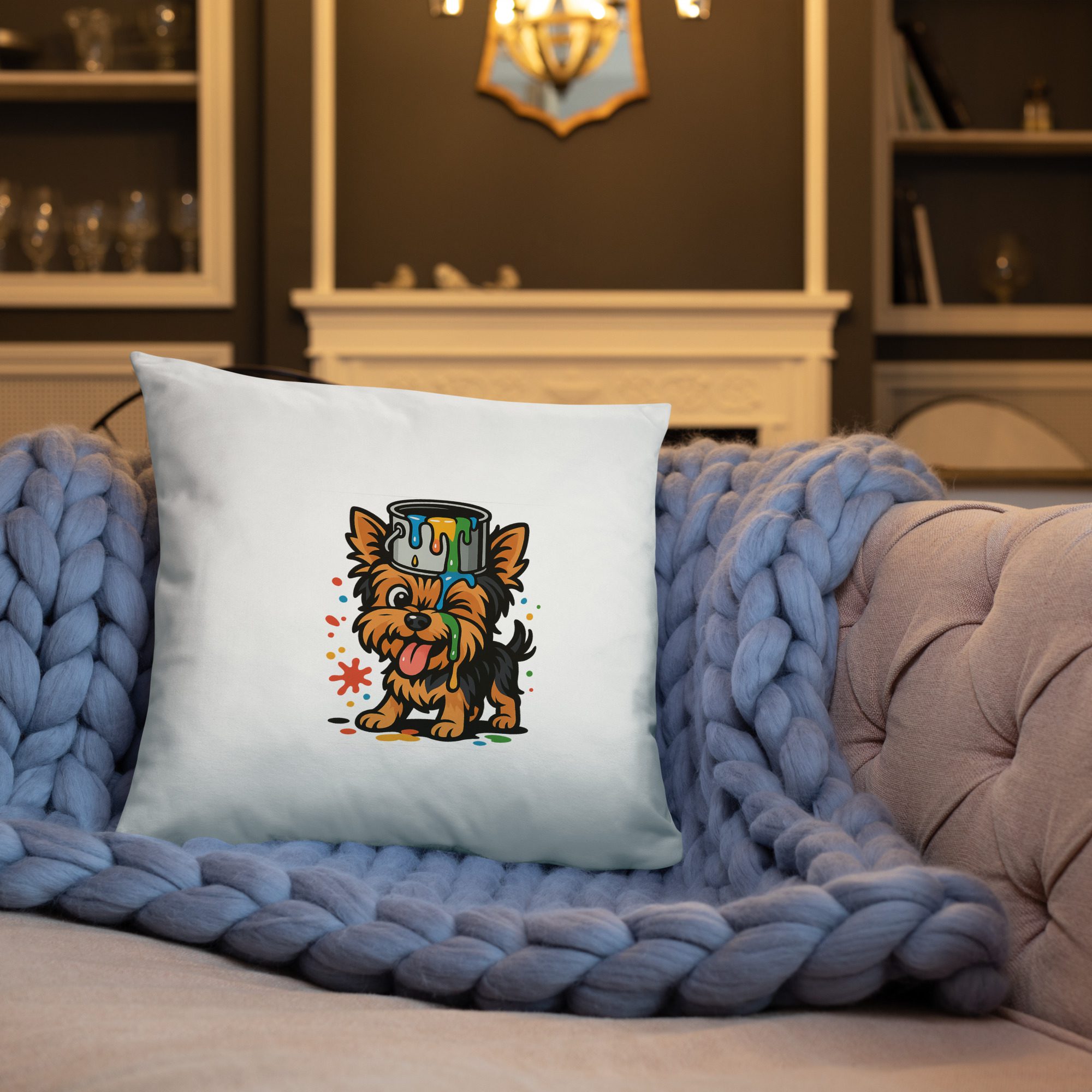 Yorkie Paint Splash Pillow - Image 9