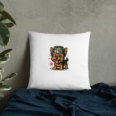 Yorkie Paint Splash Pillow
