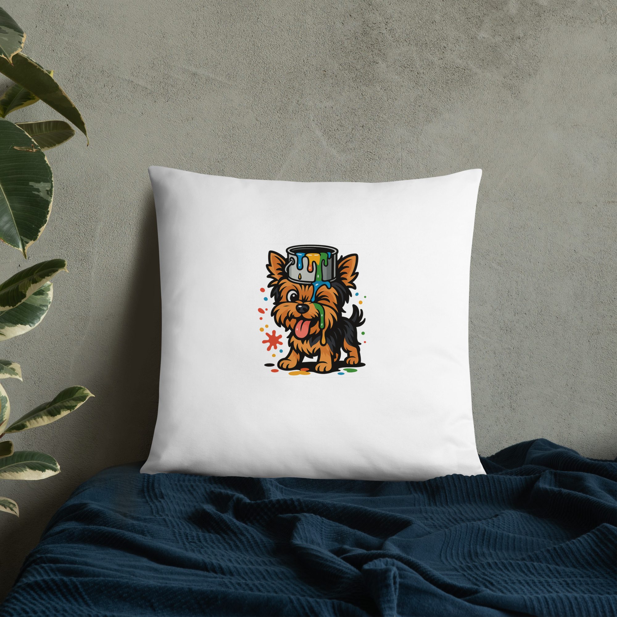 Yorkie Paint Splash Pillow