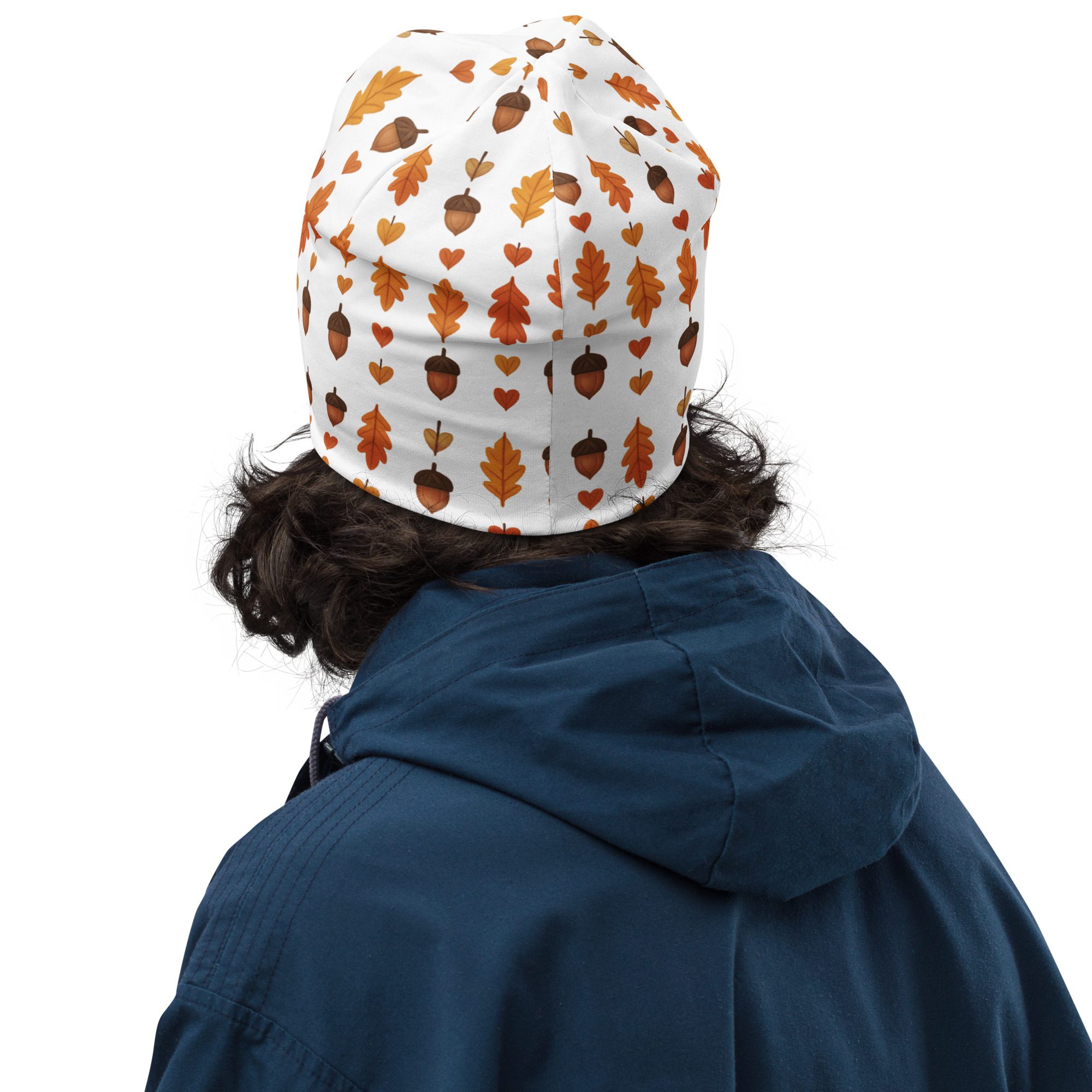 Autumn Acorns & Leaves All-Over Print Beanie | Cozy Fall Accessory - Image 8