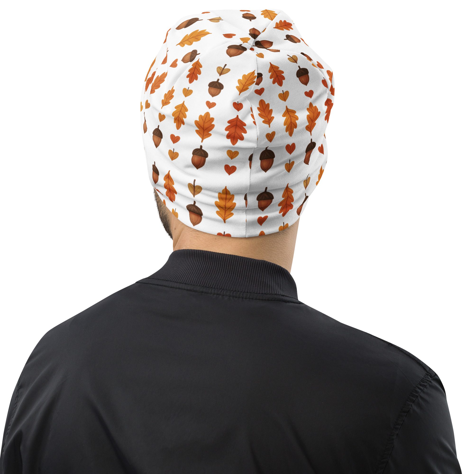 Autumn Acorns & Leaves All-Over Print Beanie | Cozy Fall Accessory - Image 11
