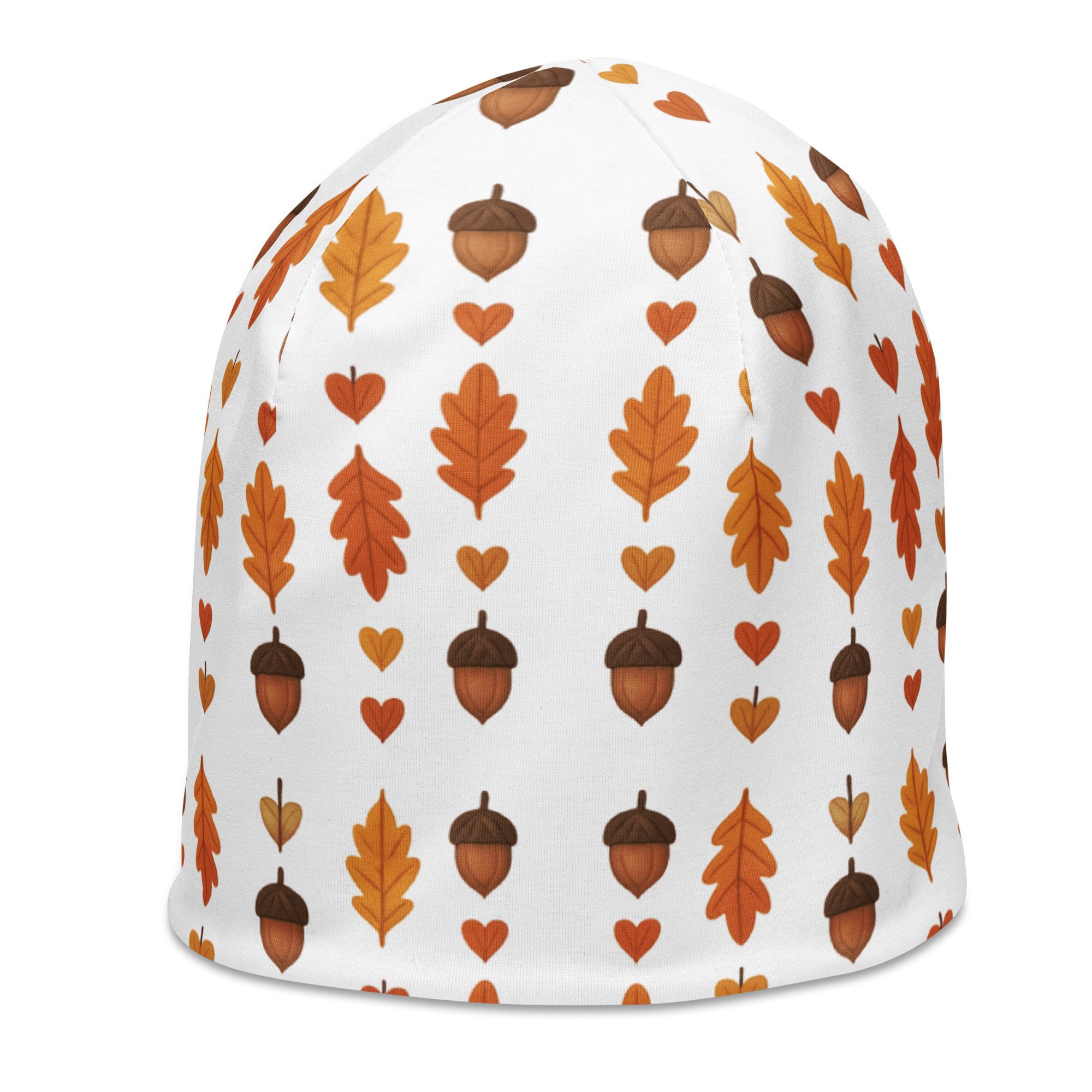 Autumn Acorns & Leaves All-Over Print Beanie | Cozy Fall Accessory - Image 5