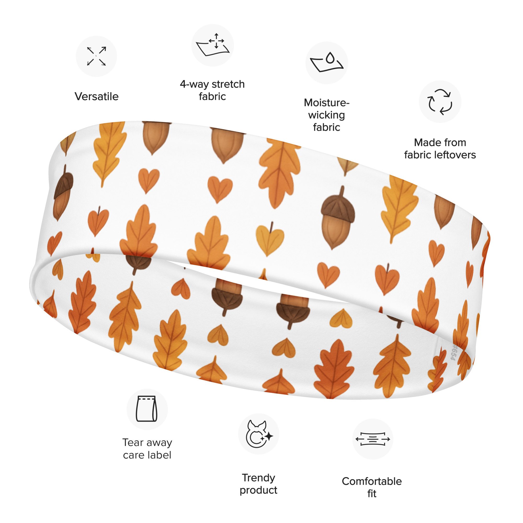 Autumn Acorns & Leaves Headband | Cozy Fall Stretch Unisex Hairband - Image 7