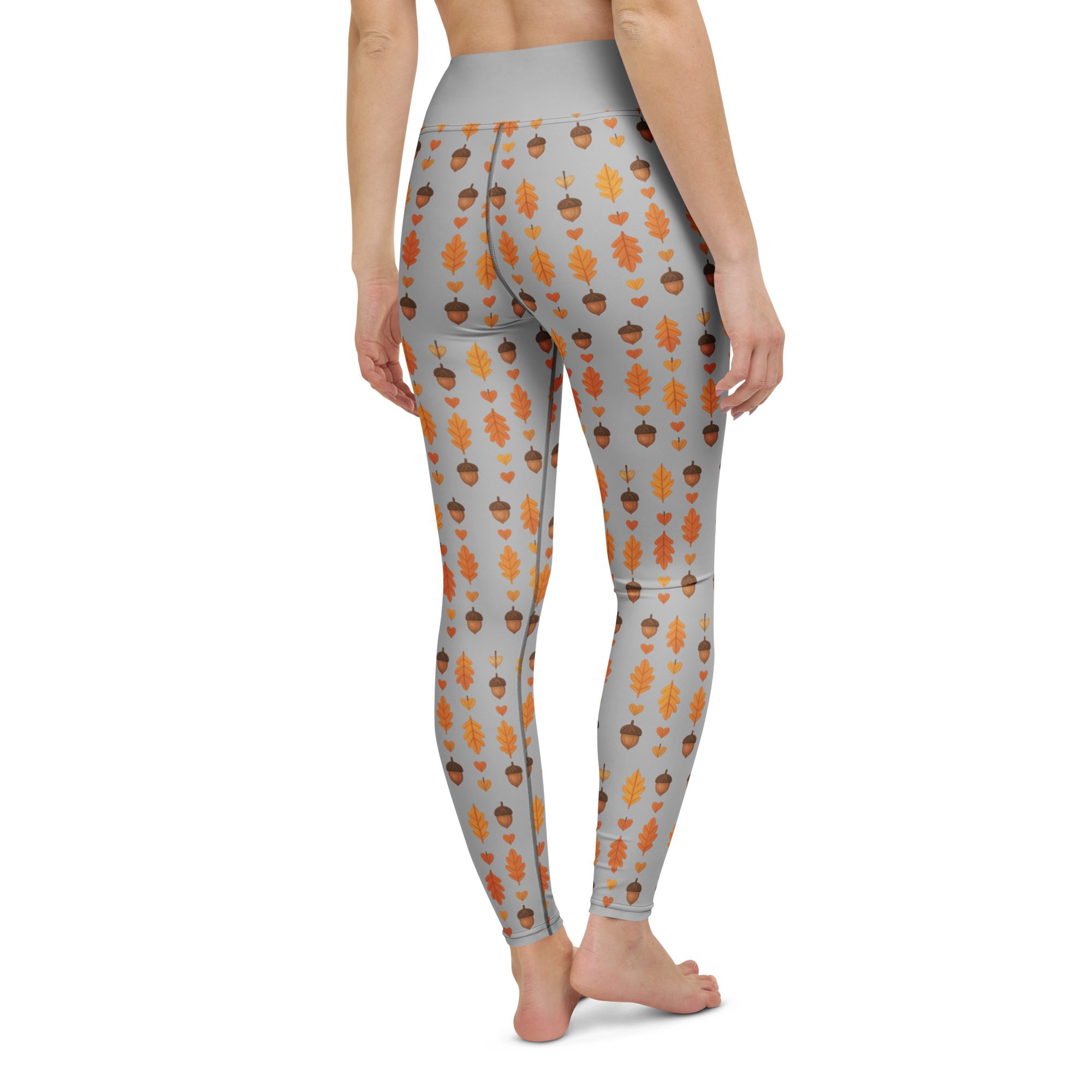 Autumn Acorns & Leaves Yoga Leggings | Cozy Fall Stretch Pants - Image 11