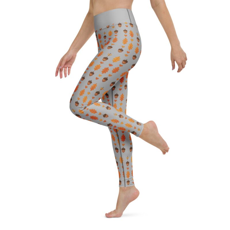 Autumn Acorns & Leaves Yoga Leggings | Cozy Fall Stretch Pants - Image 9