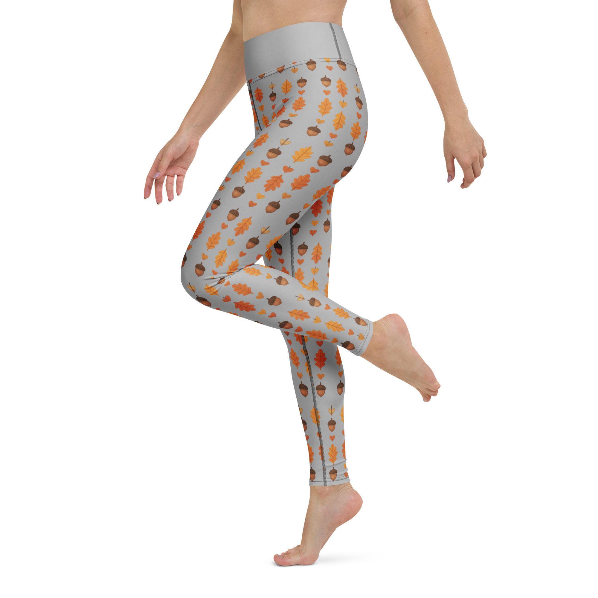 Autumn Acorns & Leaves Yoga Leggings | Cozy Fall Stretch Pants - Image 9