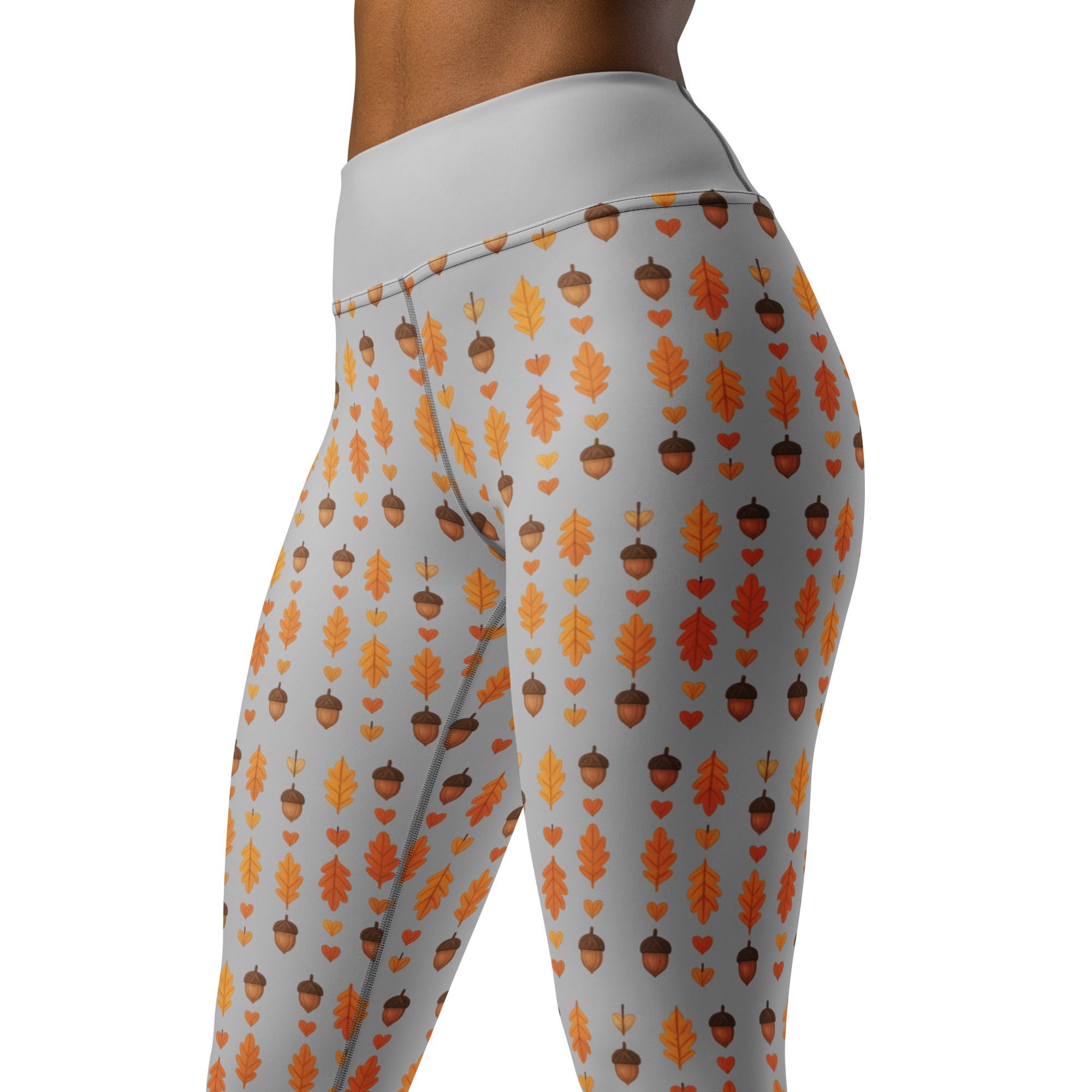 Autumn Acorns & Leaves Yoga Leggings | Cozy Fall Stretch Pants - Image 6