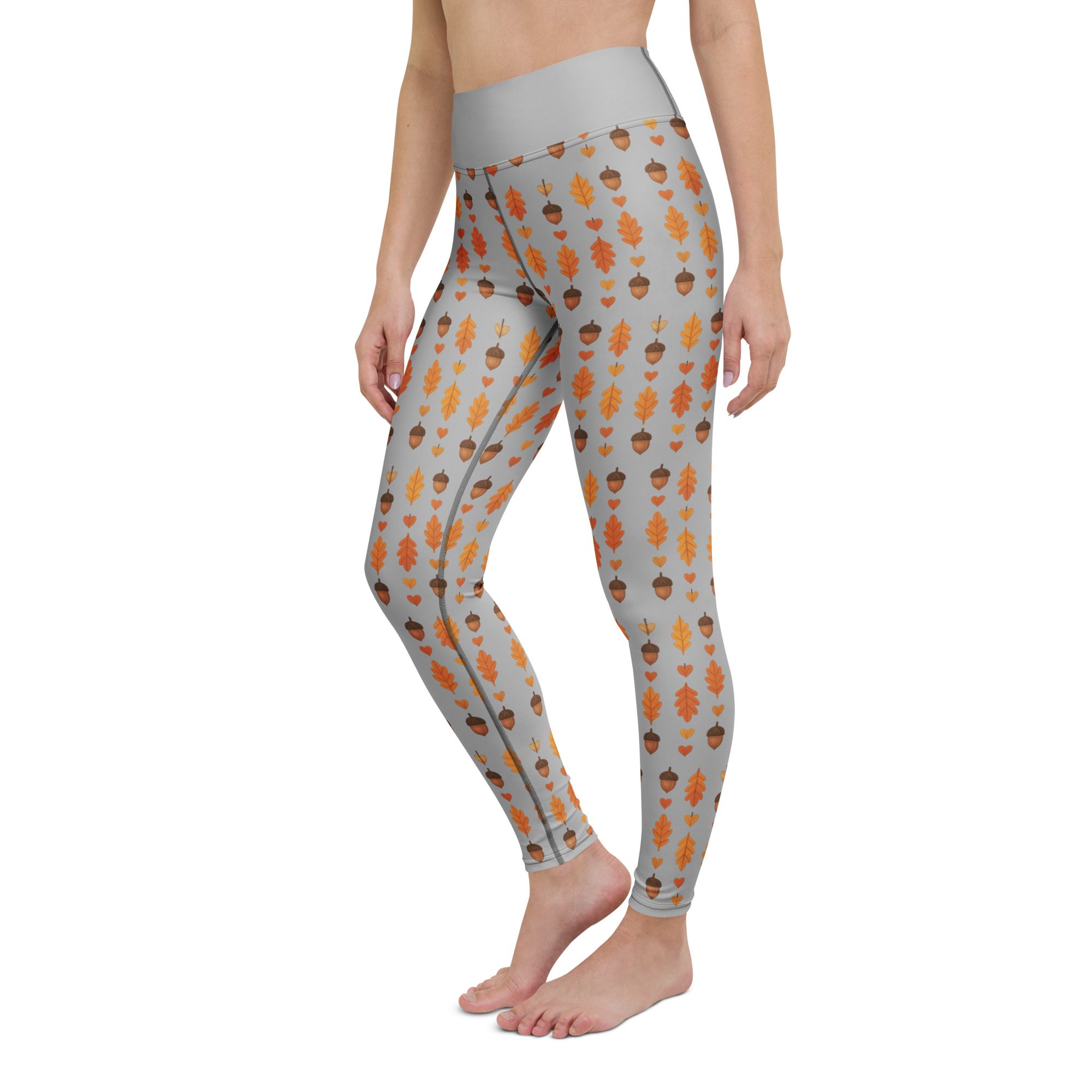 Autumn Acorns & Leaves Yoga Leggings | Cozy Fall Stretch Pants - Image 10