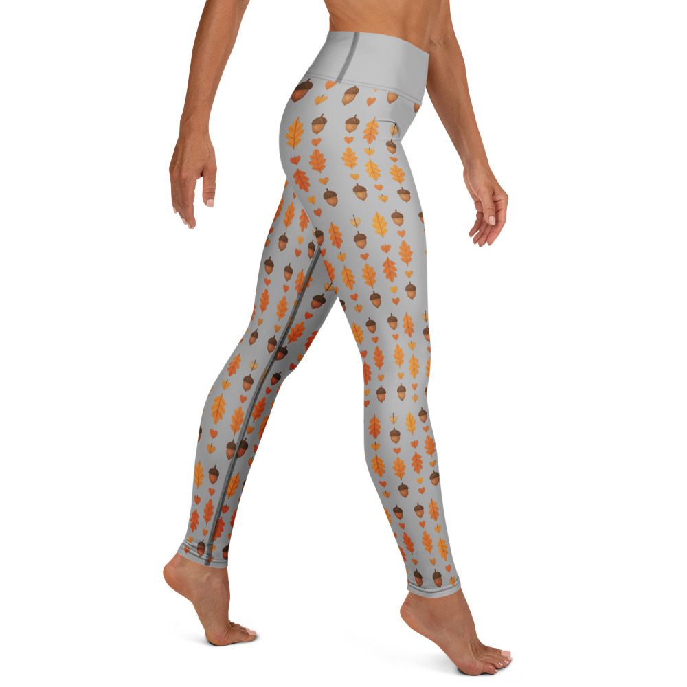 Autumn Acorns & Leaves Yoga Leggings | Cozy Fall Stretch Pants - Image 5
