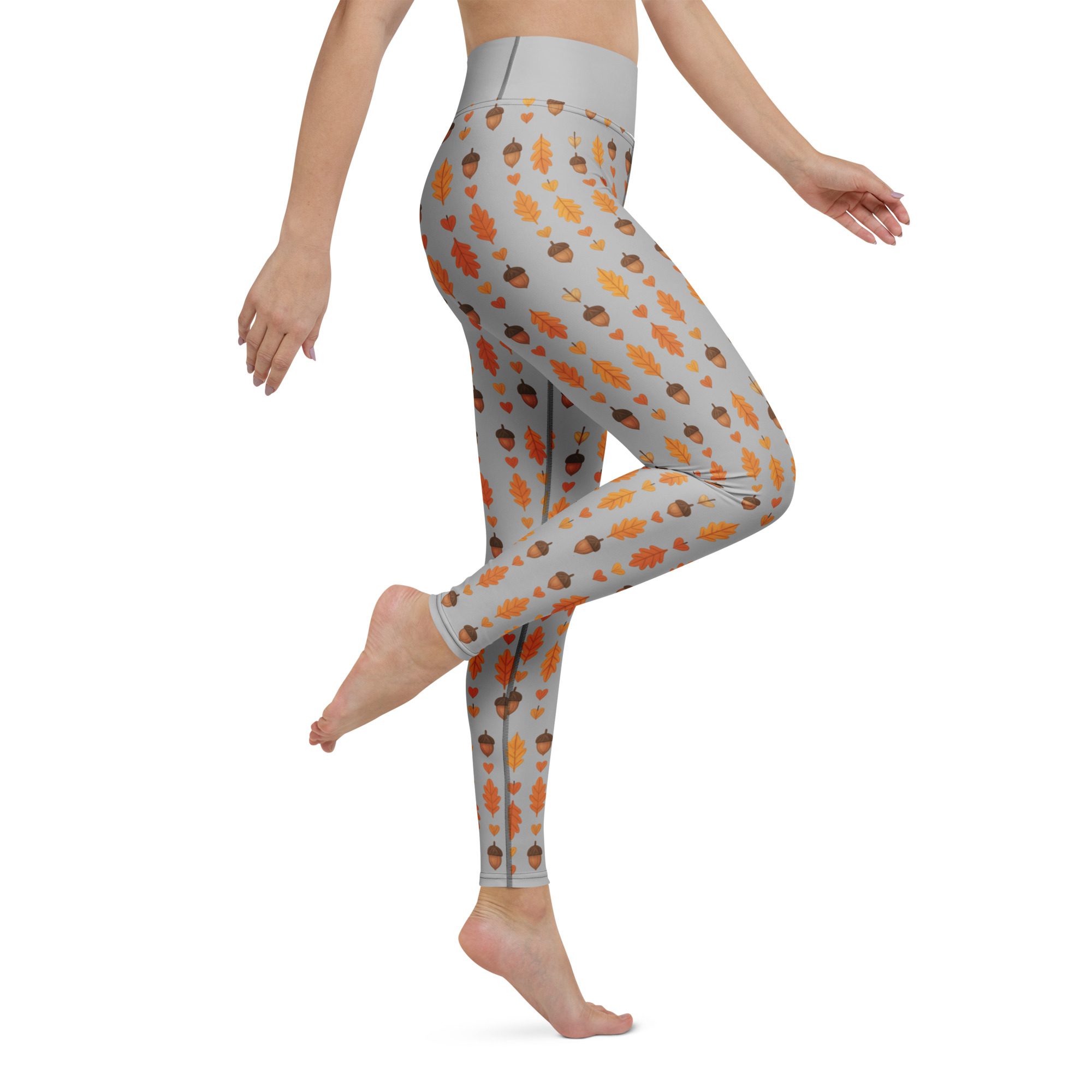 Autumn Acorns & Leaves Yoga Leggings | Cozy Fall Stretch Pants - Image 12