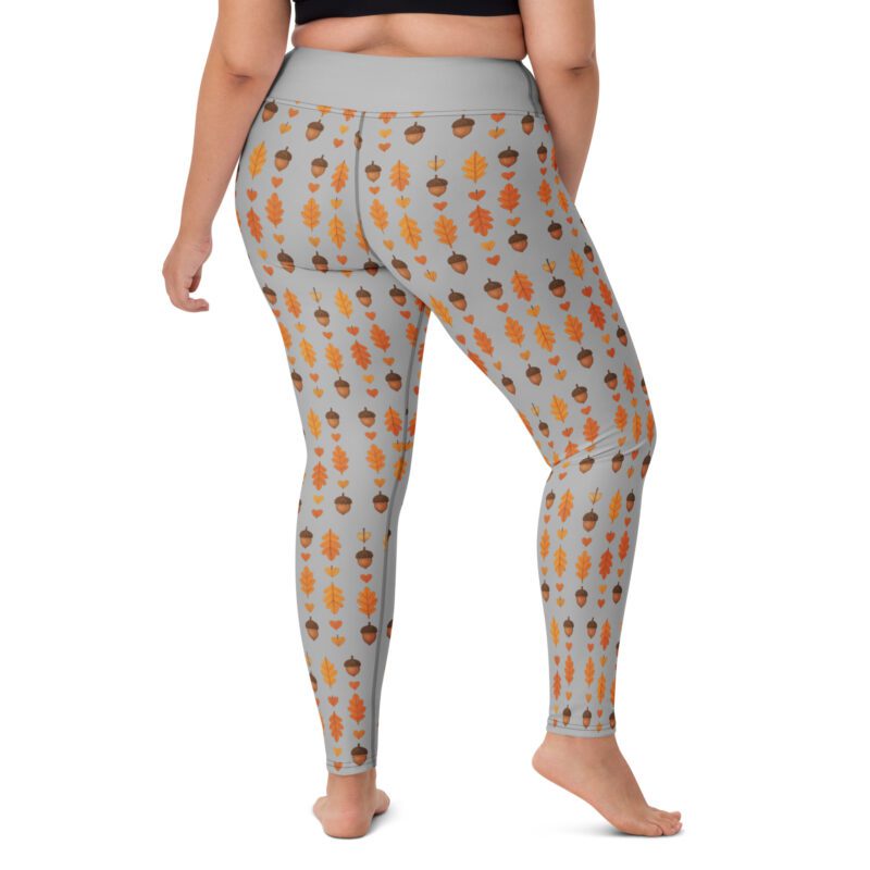 Autumn Acorns & Leaves Yoga Leggings | Cozy Fall Stretch Pants - Image 7