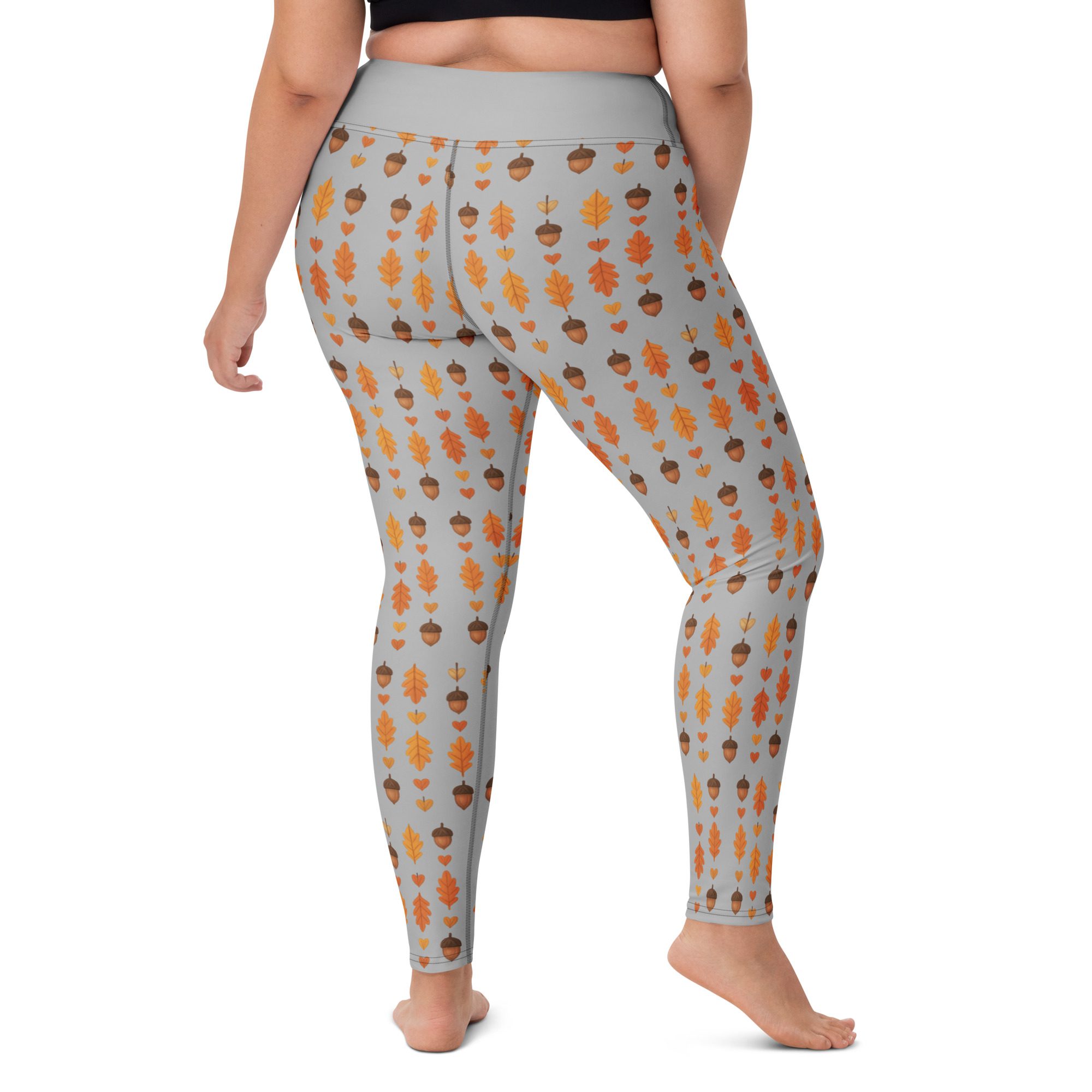 Autumn Acorns & Leaves Yoga Leggings | Cozy Fall Stretch Pants - Image 7