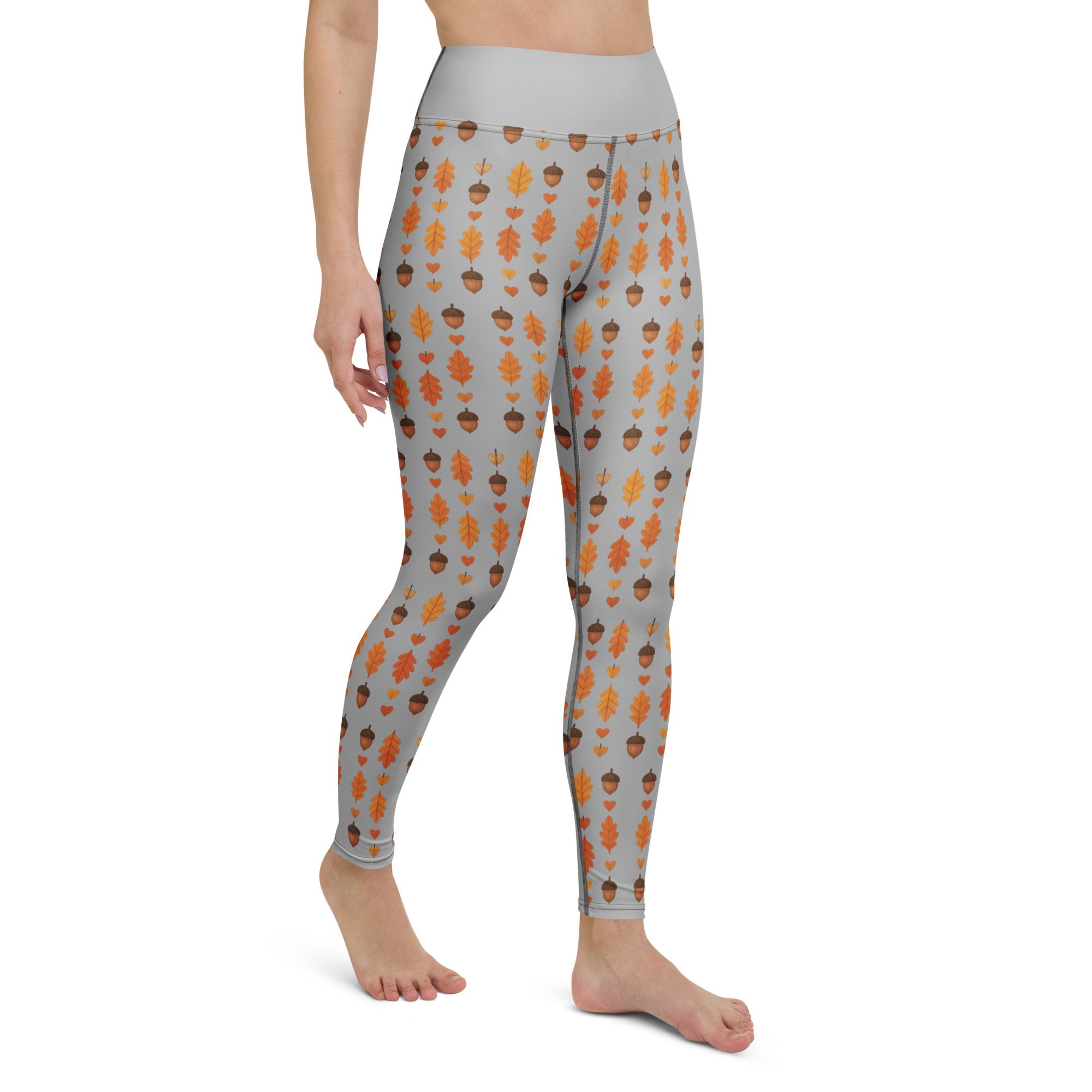 Autumn Acorns & Leaves Yoga Leggings | Cozy Fall Stretch Pants - Image 13