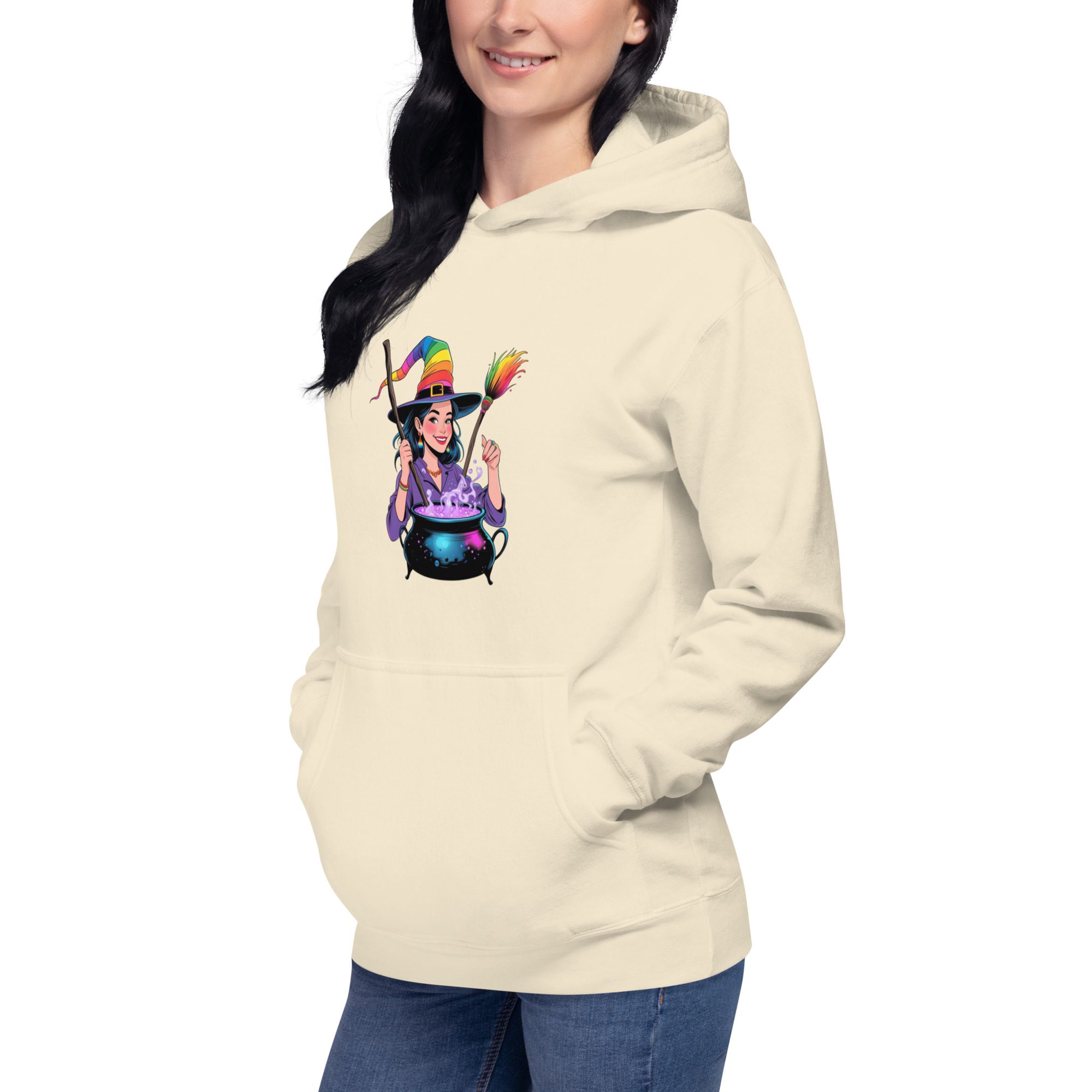 Rainbow Witch Cauldron Unisex Premium Hoodie | Colorful Halloween Pride Pullover - Image 20