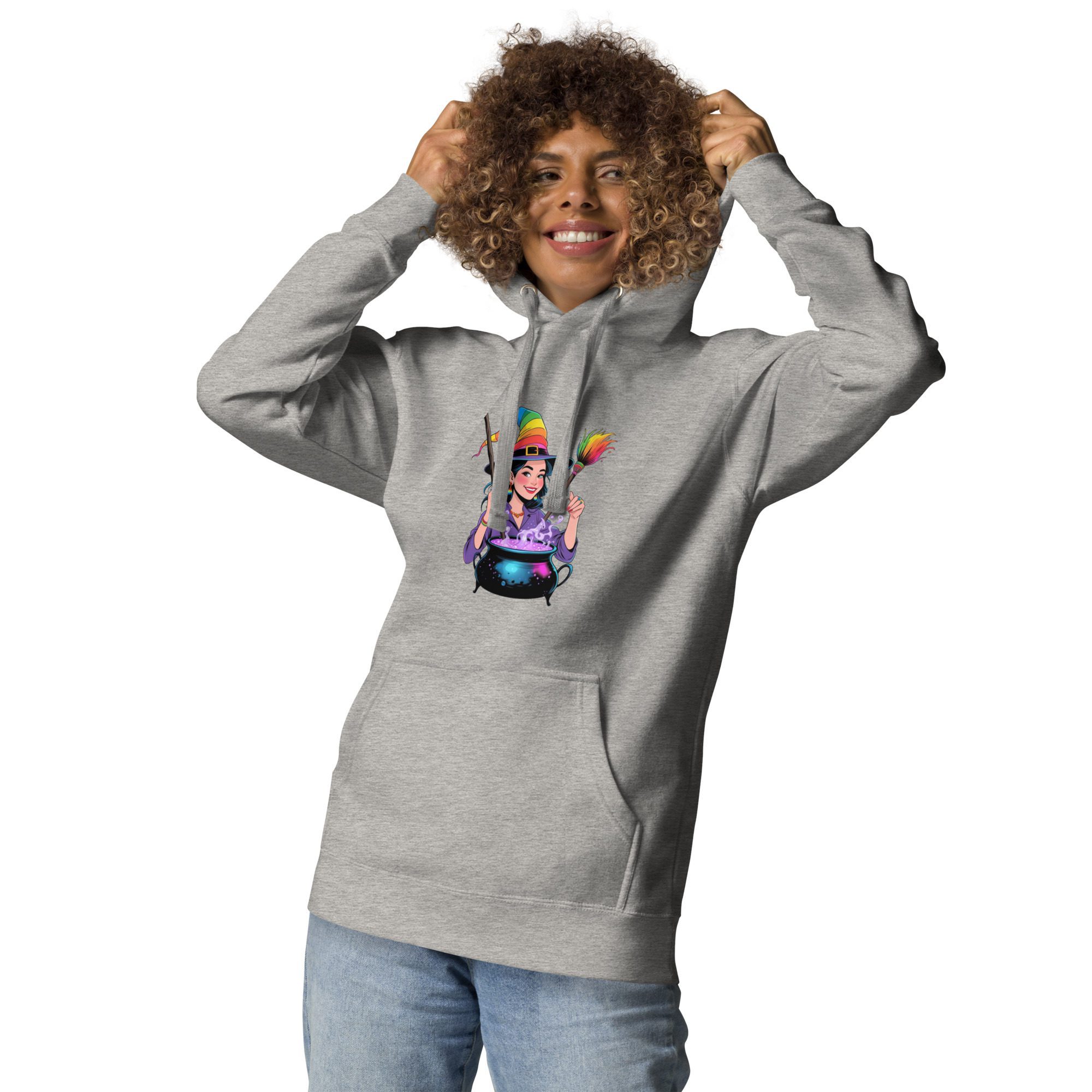 Rainbow Witch Cauldron Unisex Premium Hoodie | Colorful Halloween Pride Pullover - Image 17