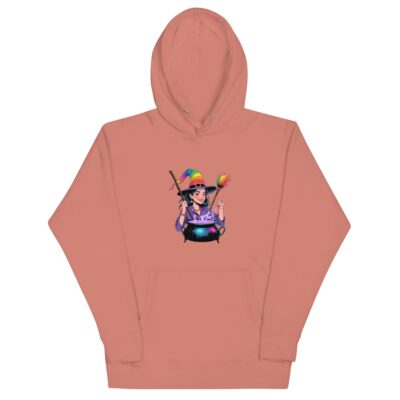 Rainbow Witch Cauldron Unisex Premium Hoodie | Colorful Halloween Pride Pullover
