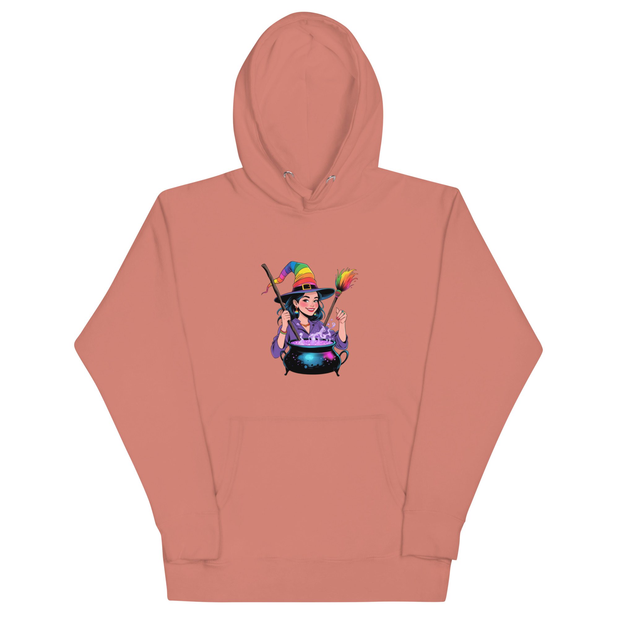 Rainbow Witch Cauldron Unisex Premium Hoodie | Colorful Halloween Pride Pullover