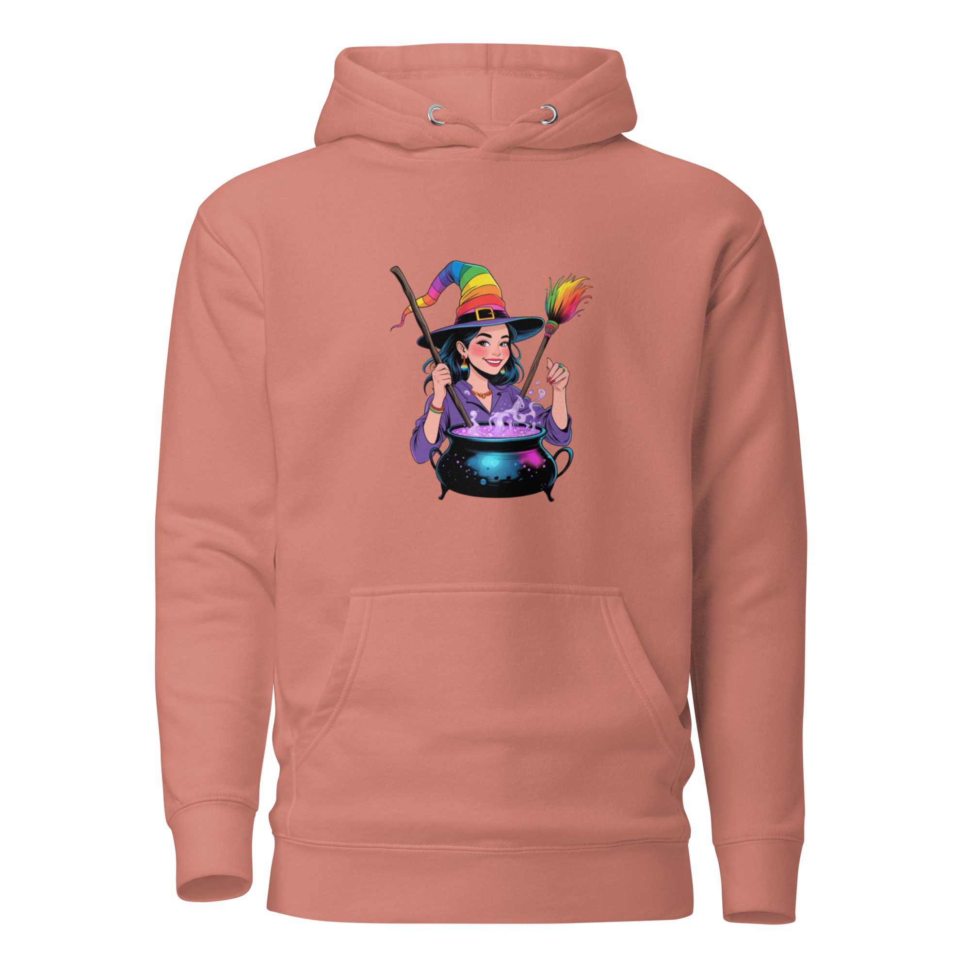 Rainbow Witch Cauldron Unisex Premium Hoodie | Colorful Halloween Pride Pullover - Image 2