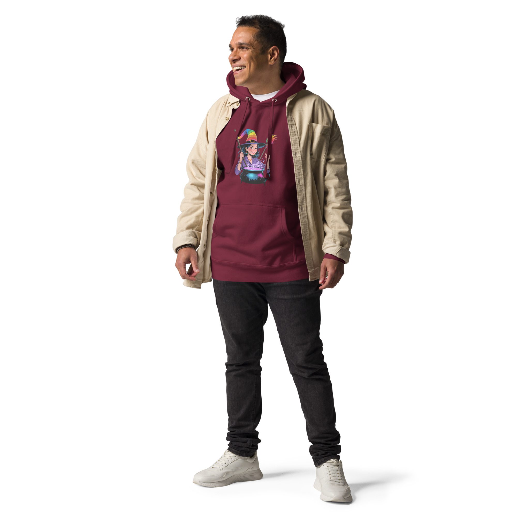 Rainbow Witch Cauldron Unisex Premium Hoodie | Colorful Halloween Pride Pullover - Image 11