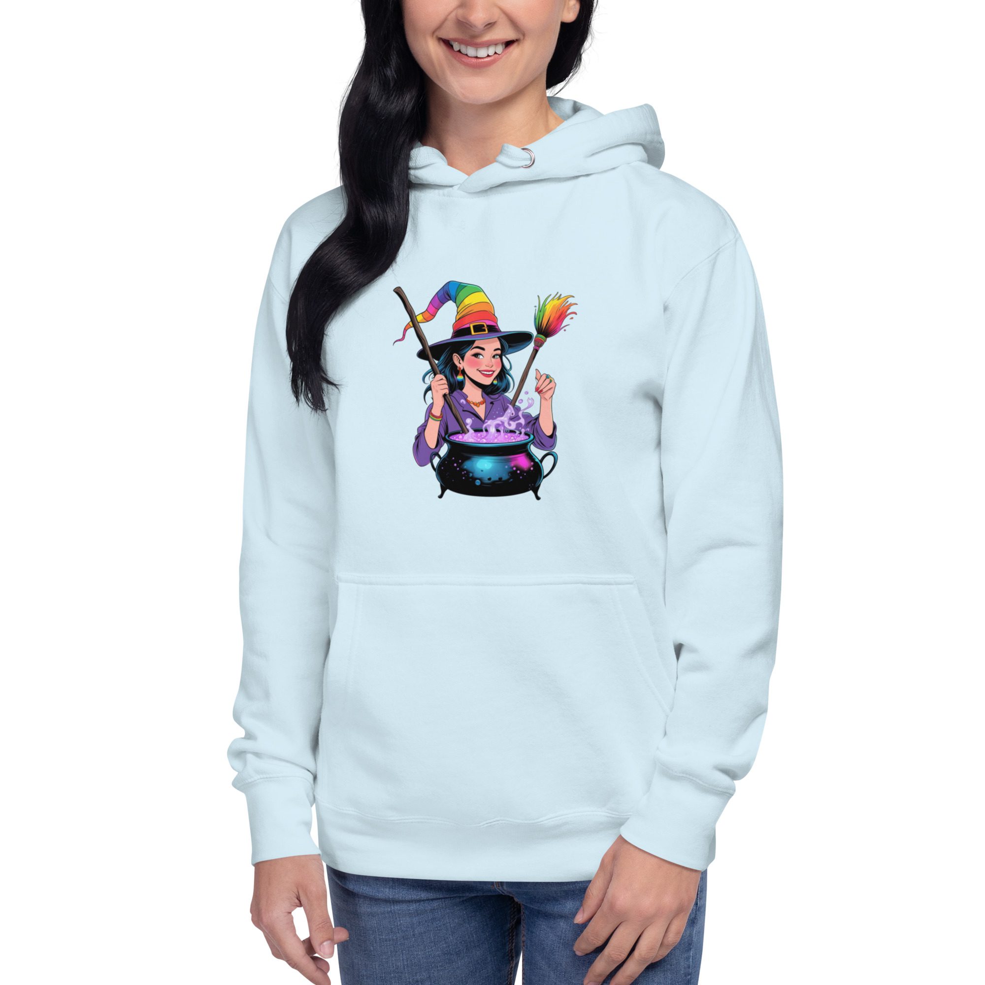 Rainbow Witch Cauldron Unisex Premium Hoodie | Colorful Halloween Pride Pullover - Image 18