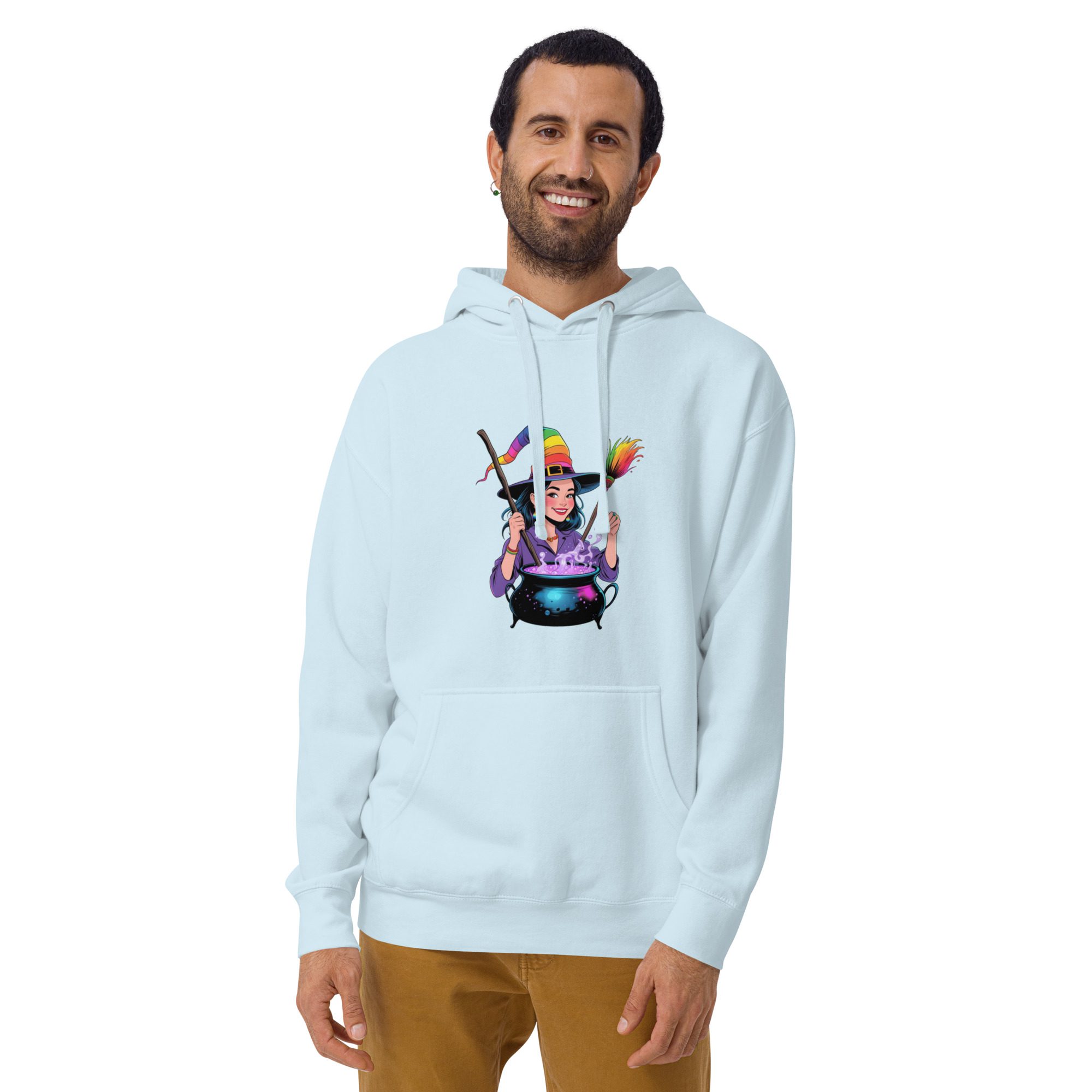 Rainbow Witch Cauldron Unisex Premium Hoodie | Colorful Halloween Pride Pullover - Image 19