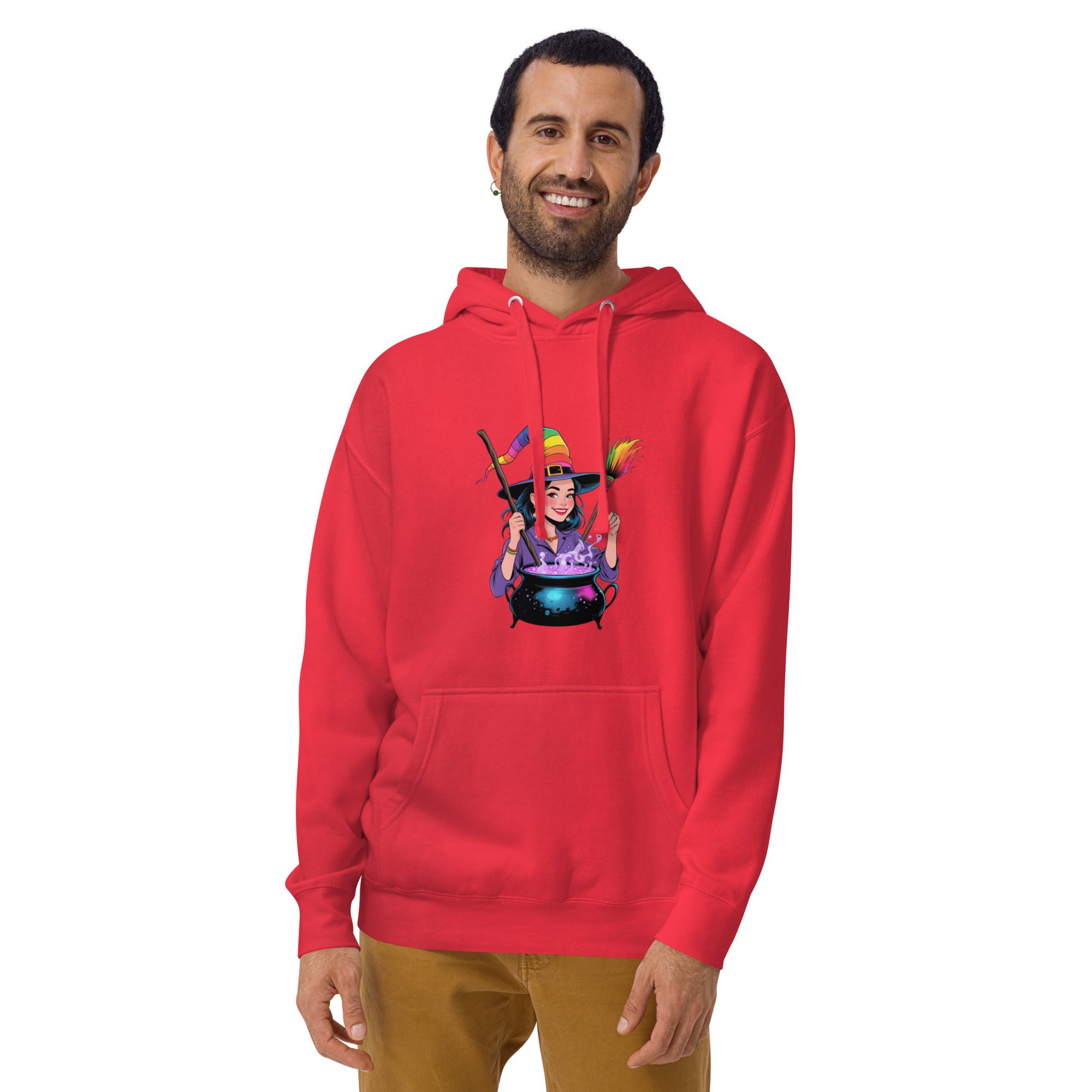 Rainbow Witch Cauldron Unisex Premium Hoodie | Colorful Halloween Pride Pullover - Image 15