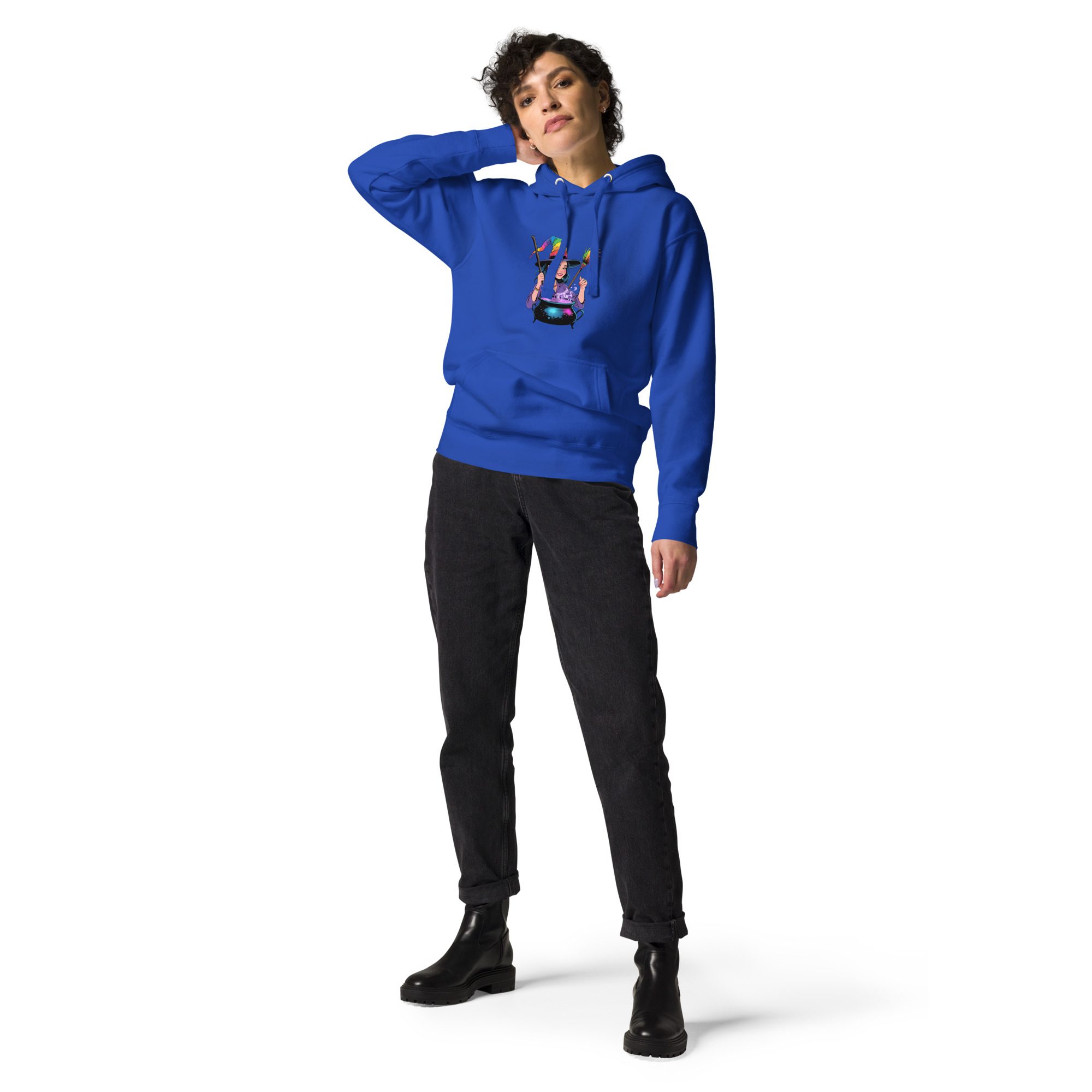 Rainbow Witch Cauldron Unisex Premium Hoodie | Colorful Halloween Pride Pullover - Image 12