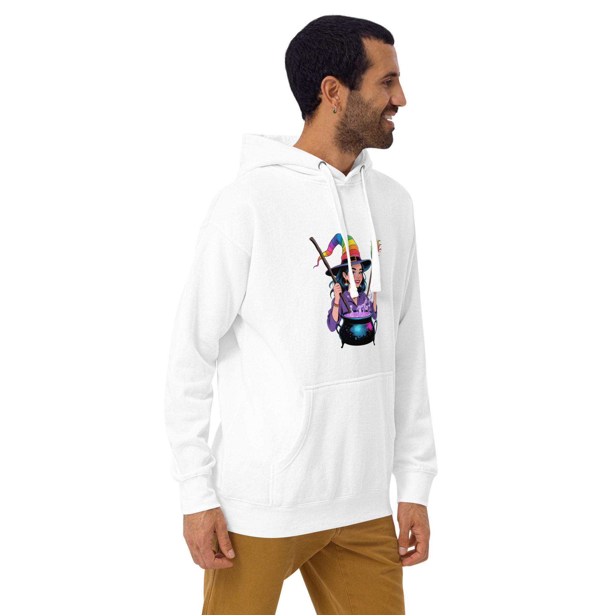 Rainbow Witch Cauldron Unisex Premium Hoodie | Colorful Halloween Pride Pullover - Image 5