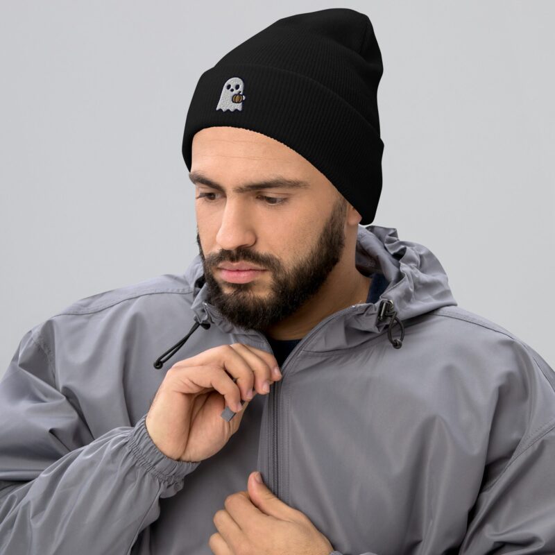 Boo-tiful Ghost Beanie – Embroidered Cuffed Hat - Image 2