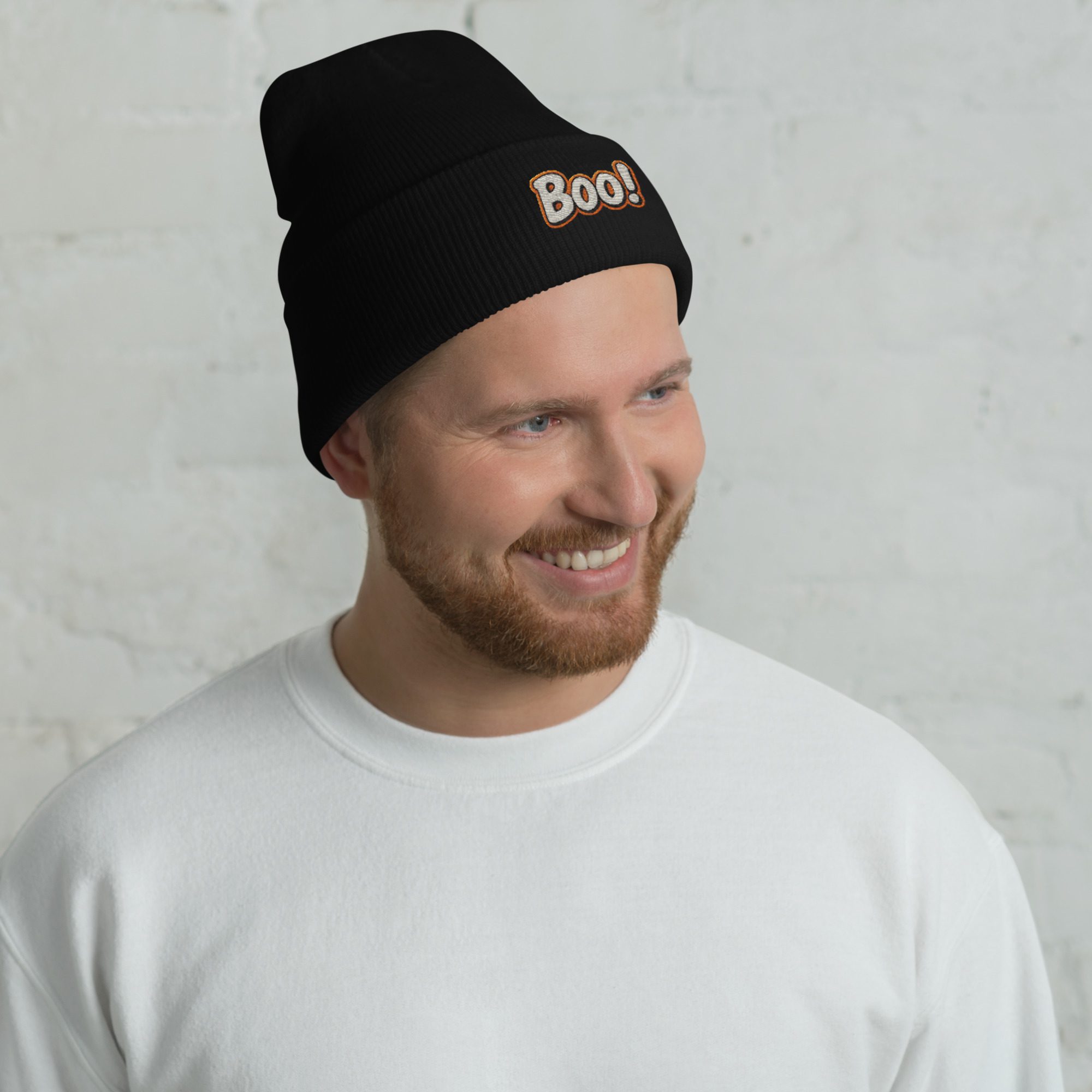 BOO! Pop Art Beanie – Embroidered Halloween Statement Hat - Image 4