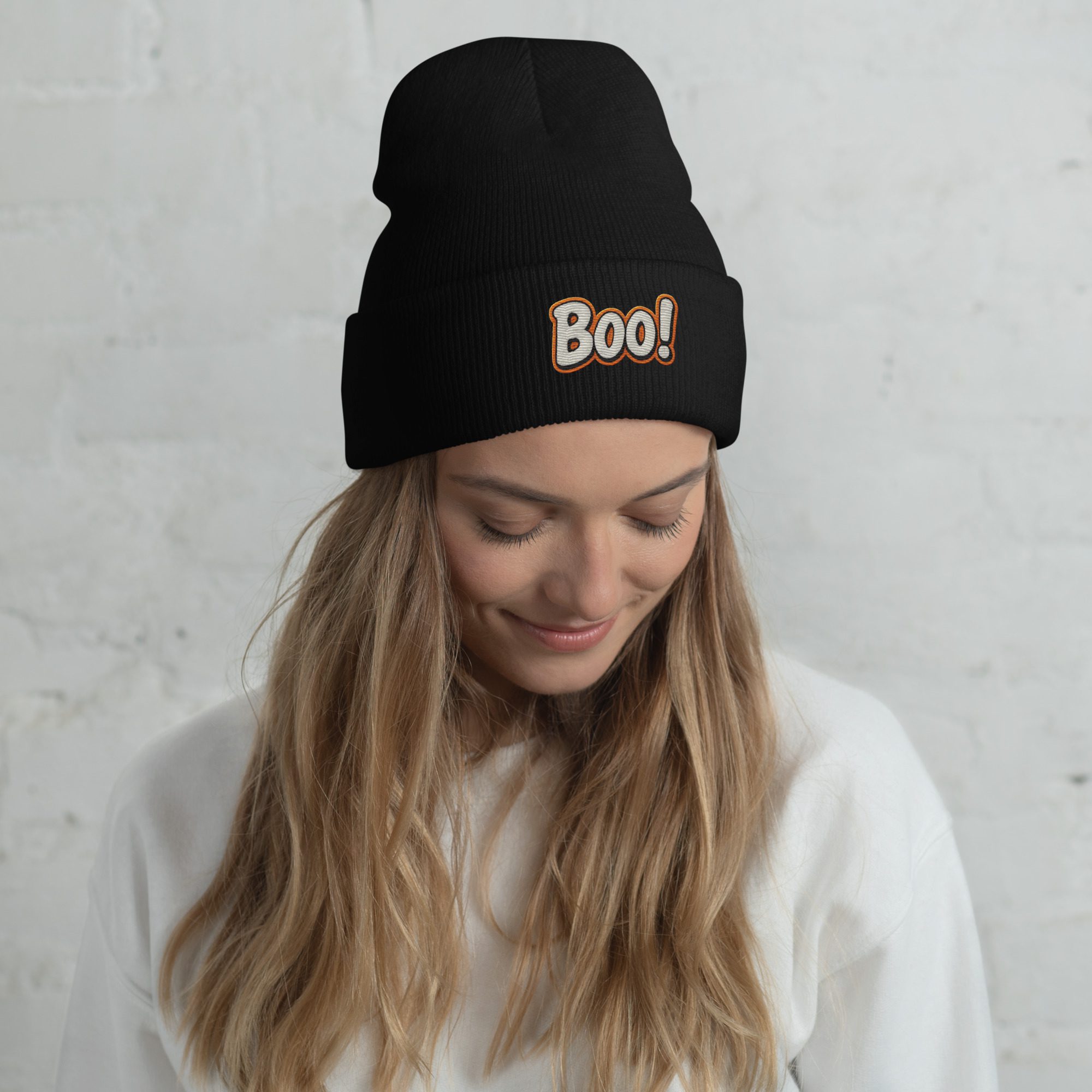 BOO! Pop Art Beanie – Embroidered Halloween Statement Hat - Image 5