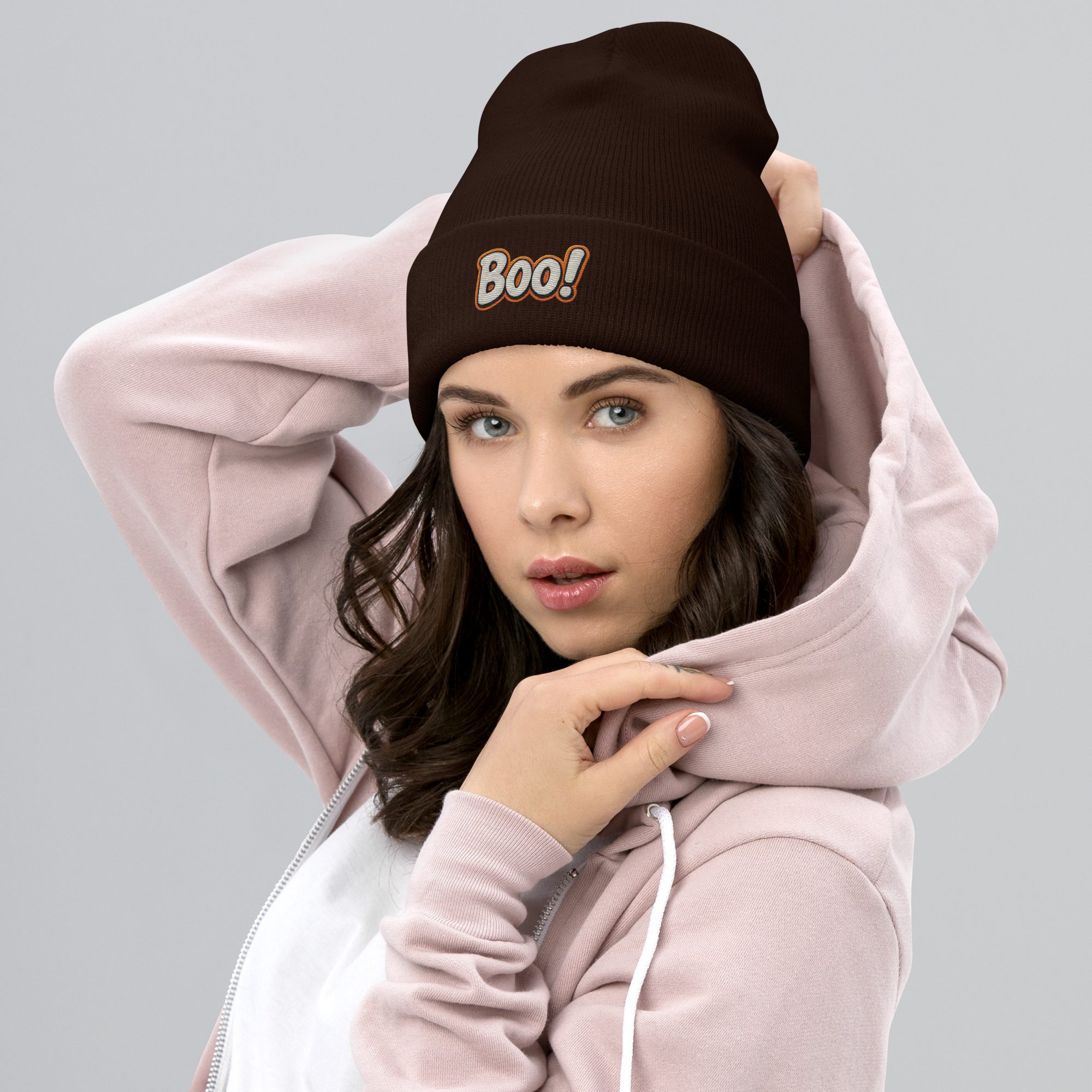 BOO! Pop Art Beanie – Embroidered Halloween Statement Hat - Image 6