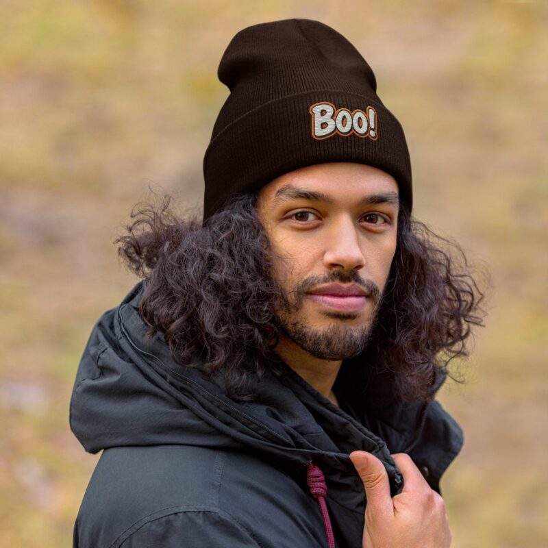 BOO! Pop Art Beanie – Embroidered Halloween Statement Hat - Image 7