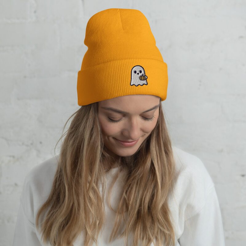Boo-tiful Ghost Beanie – Embroidered Cuffed Hat - Image 11