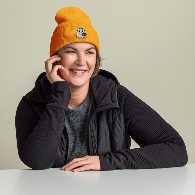 Boo-tiful Ghost Beanie – Embroidered Cuffed Hat - Image 12