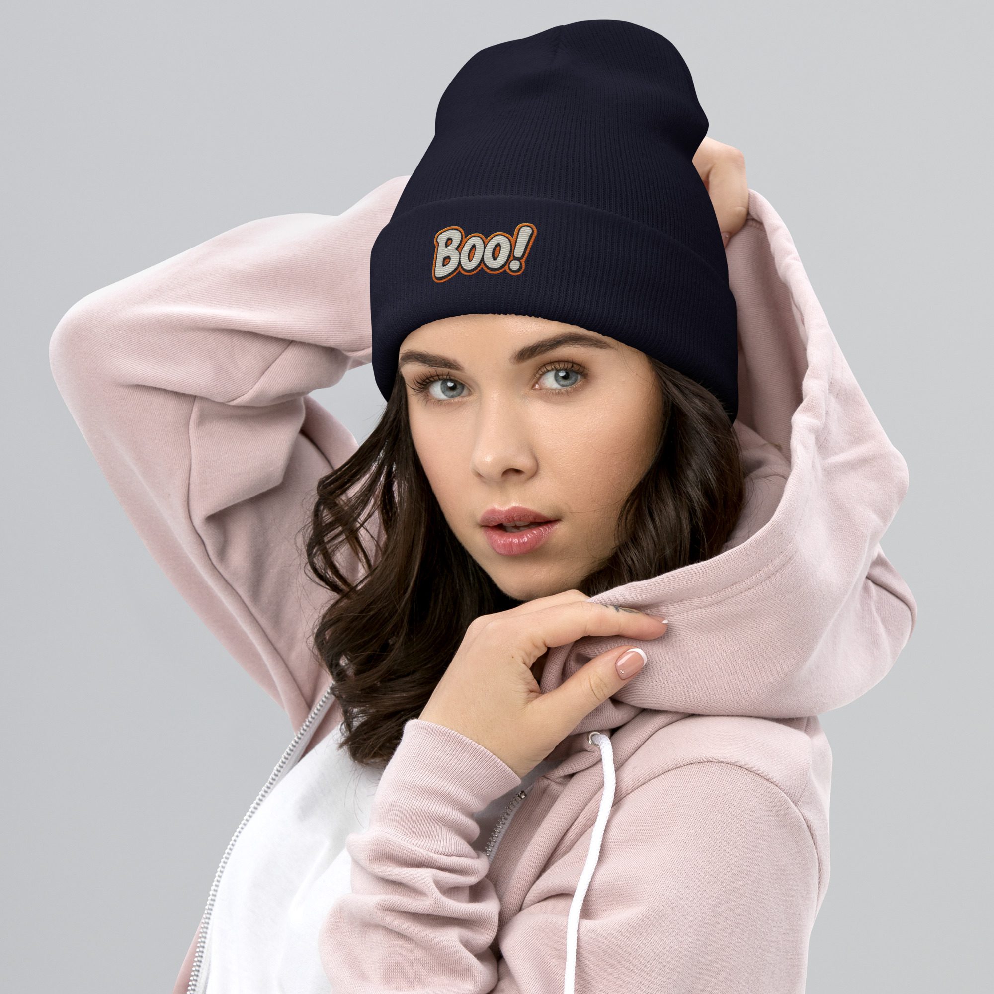 BOO! Pop Art Beanie – Embroidered Halloween Statement Hat - Image 8