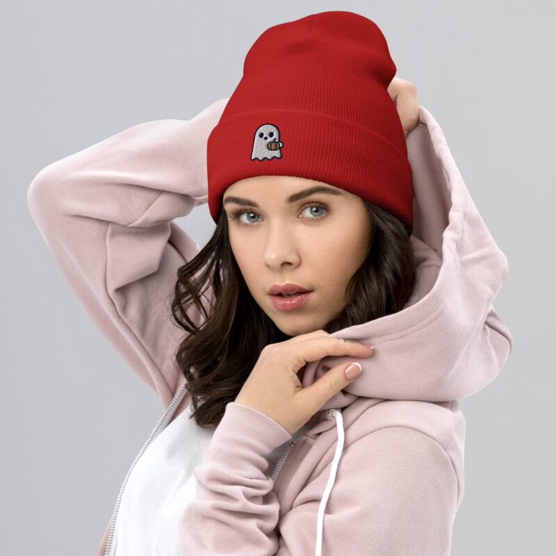 Boo-tiful Ghost Beanie – Embroidered Cuffed Hat - Image 8