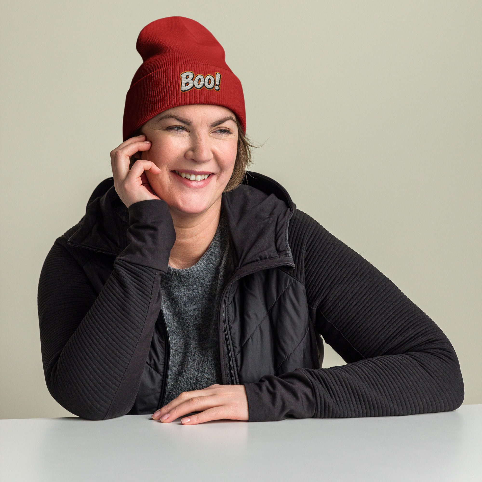 BOO! Pop Art Beanie – Embroidered Halloween Statement Hat - Image 14