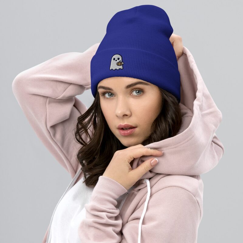 Boo-tiful Ghost Beanie – Embroidered Cuffed Hat - Image 6