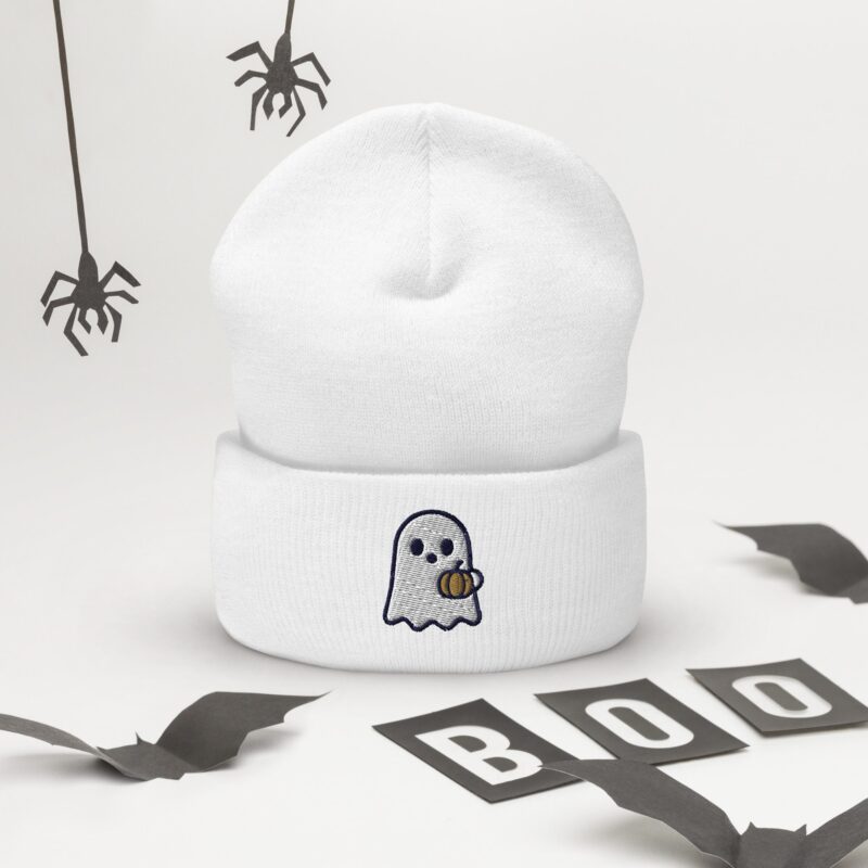Boo-tiful Ghost Beanie – Embroidered Cuffed Hat - Image 20