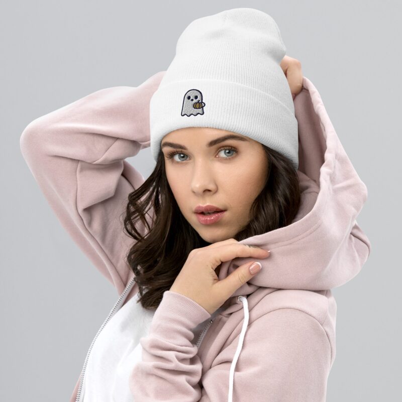 Boo-tiful Ghost Beanie – Embroidered Cuffed Hat - Image 18