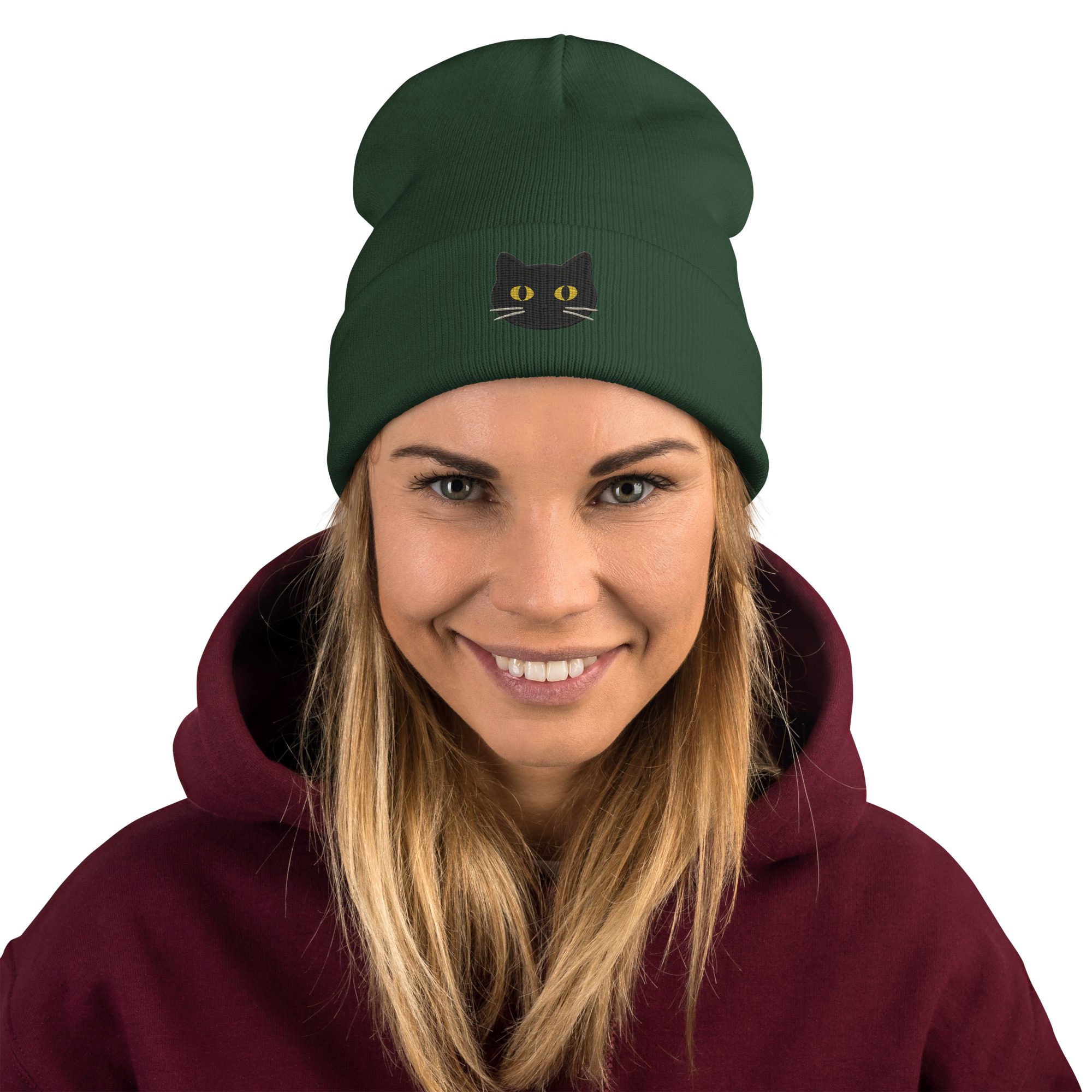 Black Cat Magic Beanie – Embroidered Knit Hat - Image 7