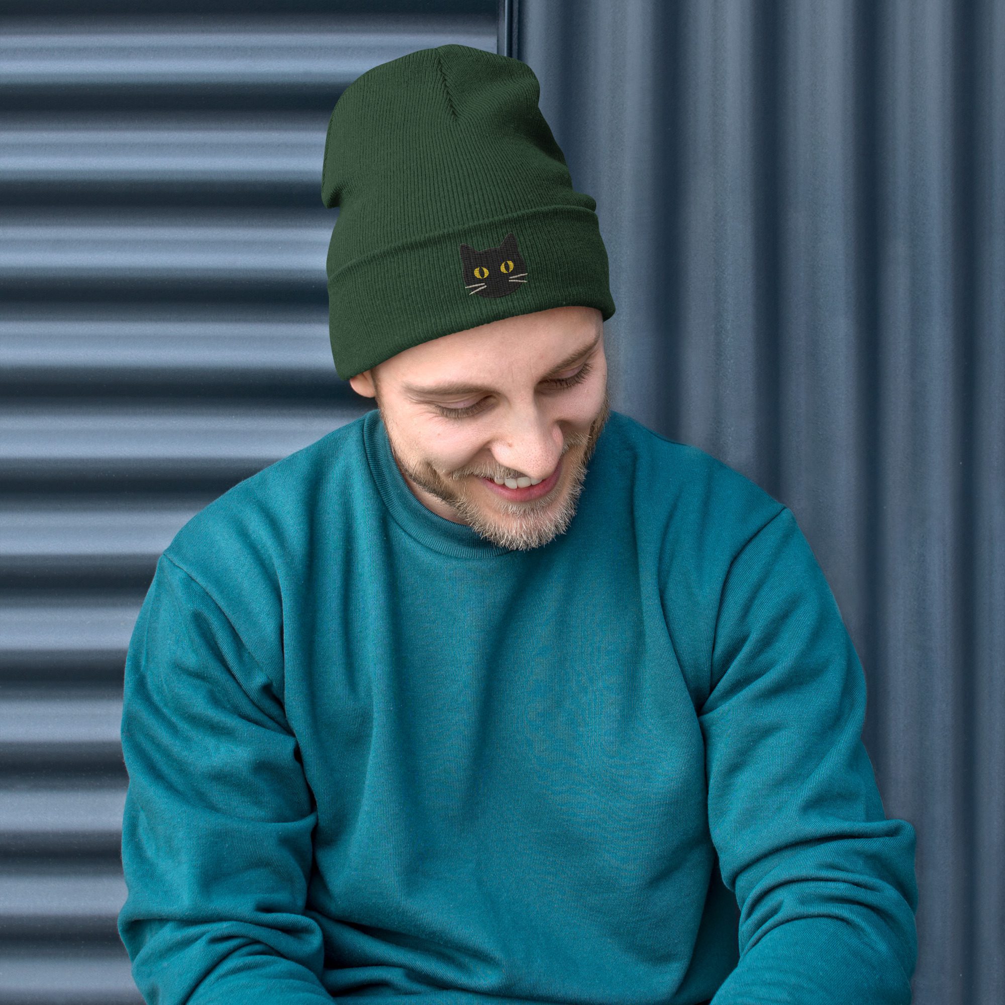 Black Cat Magic Beanie – Embroidered Knit Hat - Image 9