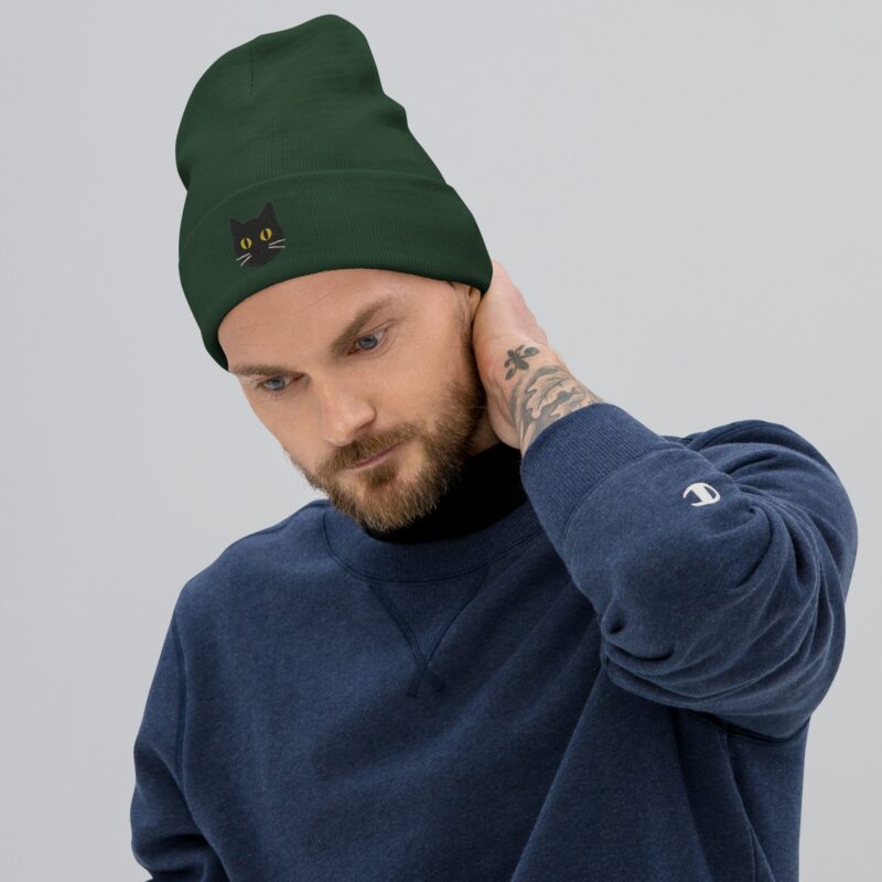 Black Cat Magic Beanie – Embroidered Knit Hat - Image 8
