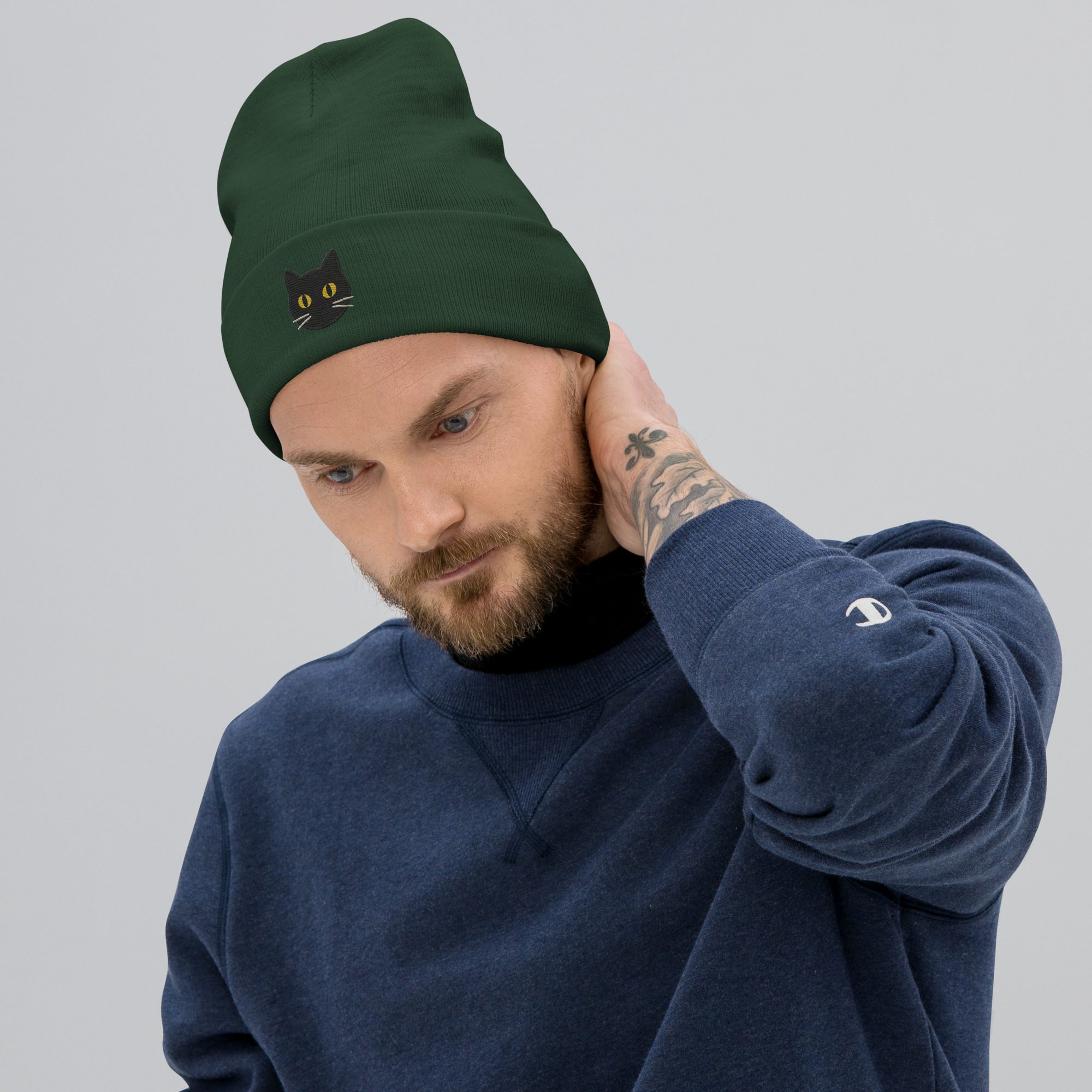 Black Cat Magic Beanie – Embroidered Knit Hat - Image 8