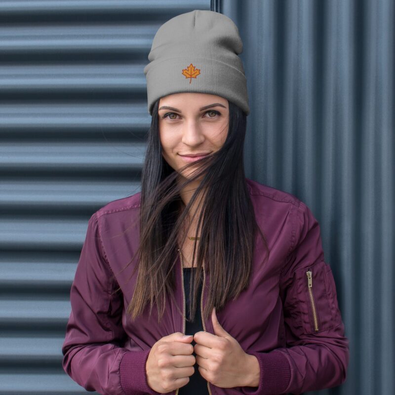 Forest Maple Knit Beanie – Embroidered Autumn Leaf Hat - Image 15
