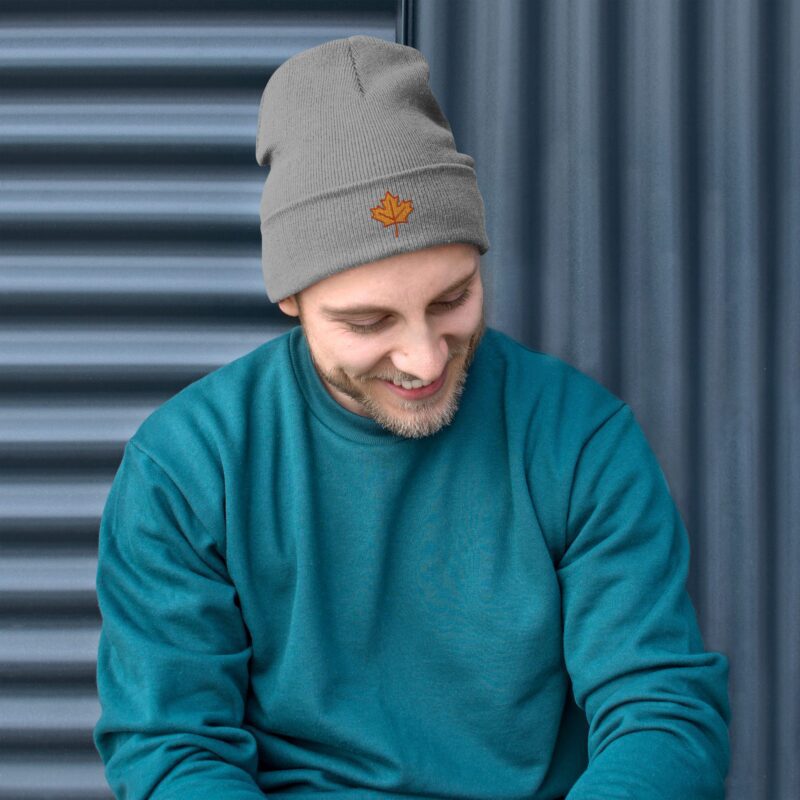 Forest Maple Knit Beanie – Embroidered Autumn Leaf Hat - Image 16