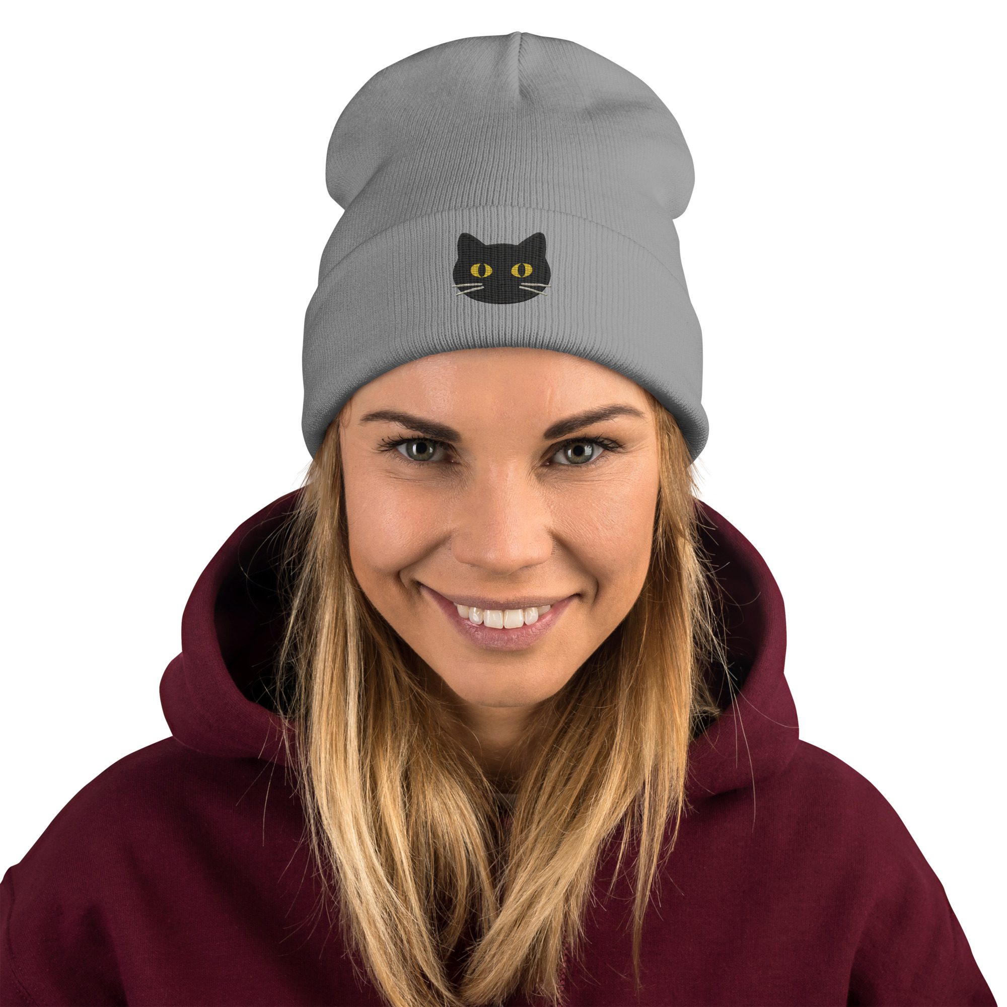 Black Cat Magic Beanie – Embroidered Knit Hat - Image 12