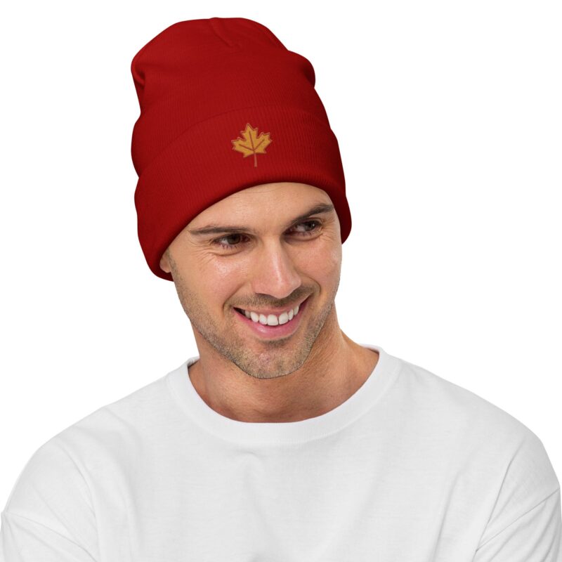 Forest Maple Knit Beanie – Embroidered Autumn Leaf Hat - Image 9