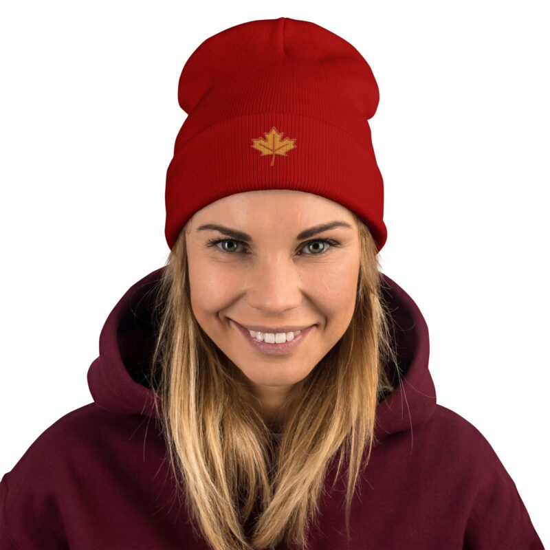 Forest Maple Knit Beanie – Embroidered Autumn Leaf Hat - Image 11